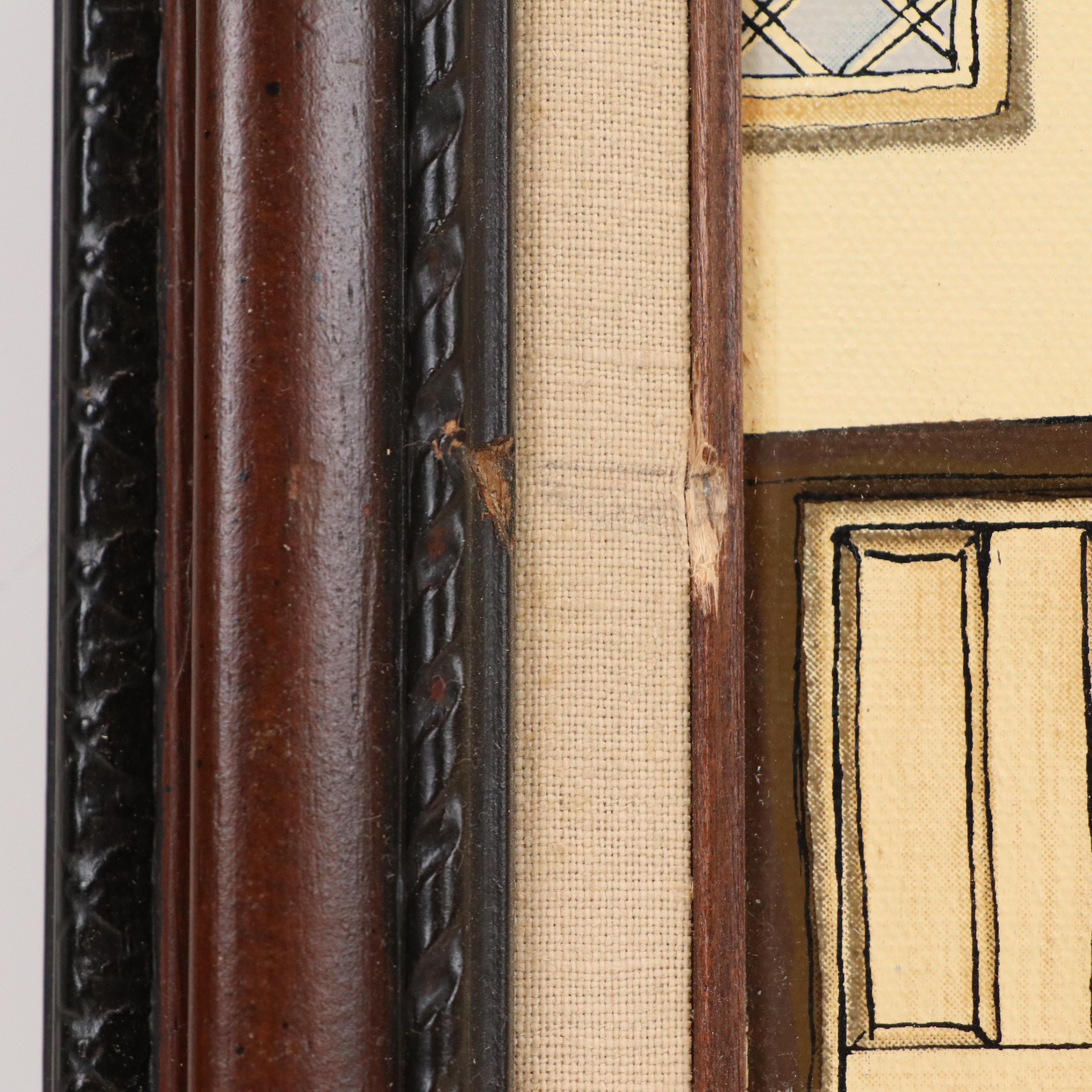 H. Hargrove Victorian Village Scene Screenprint, Mid-20th Century