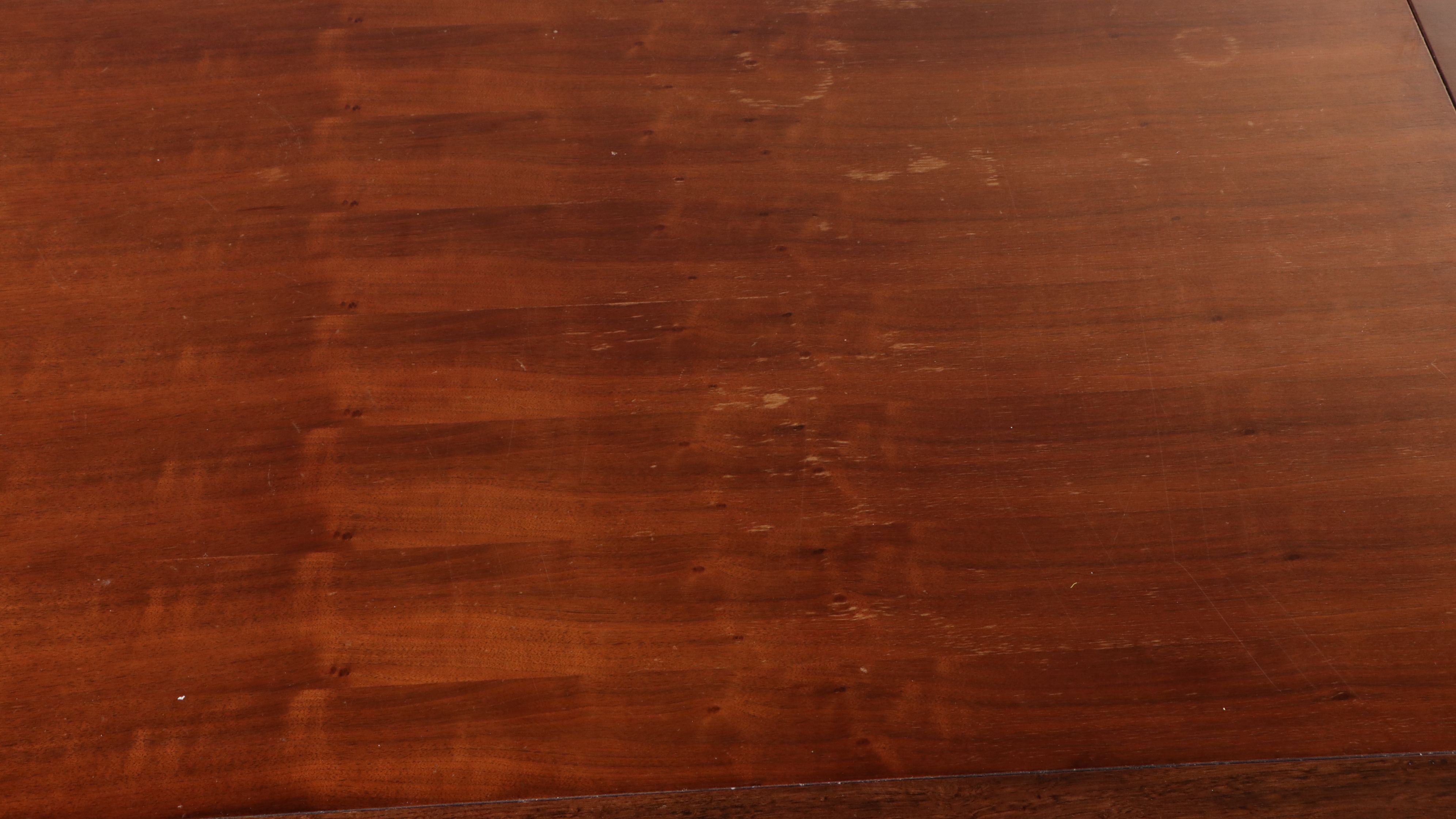 Contemporary Wood Extension Dining Table and Six Chairs with Faux Suede Seats