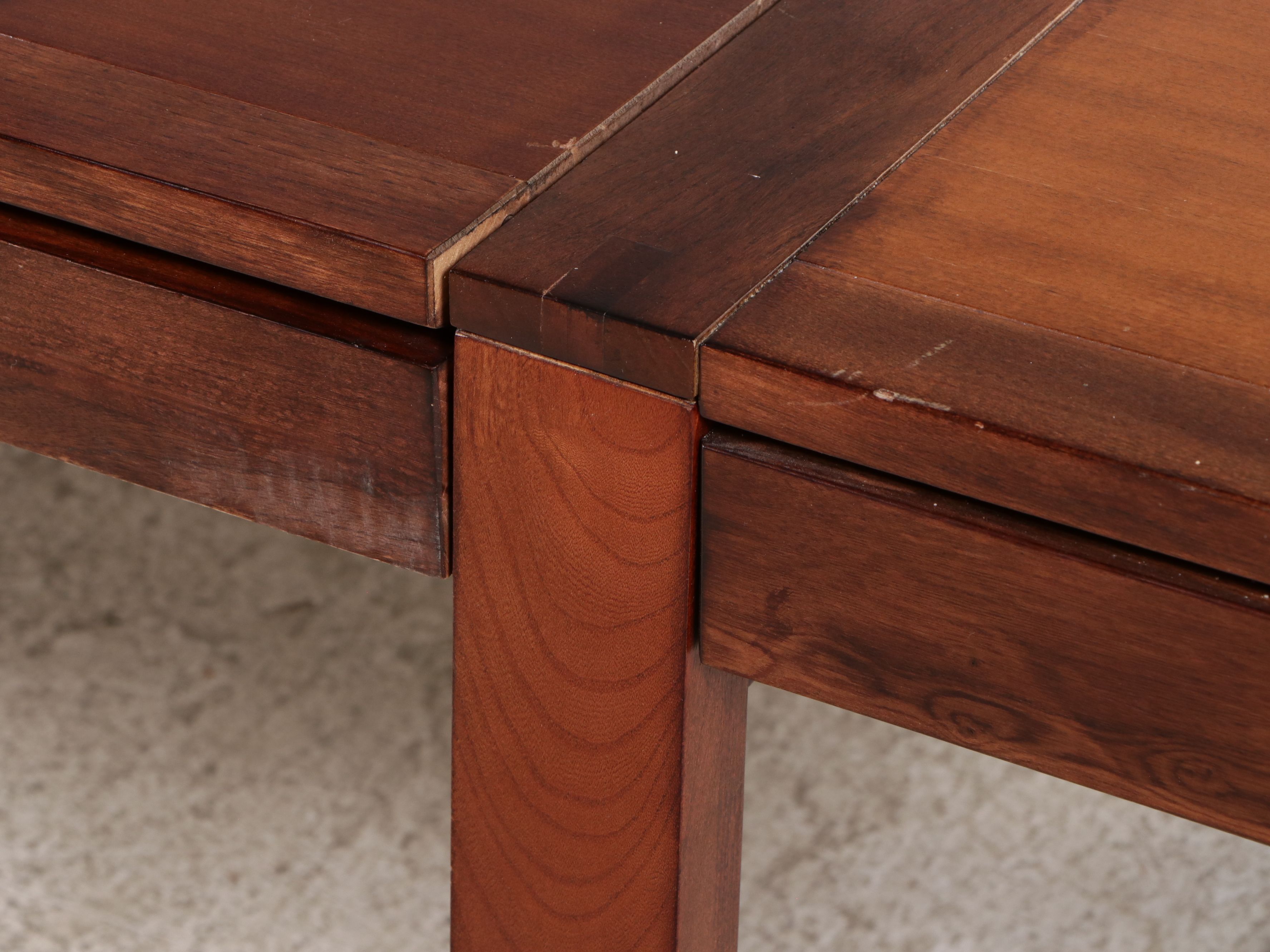 Contemporary Wood Extension Dining Table and Six Chairs with Faux Suede Seats