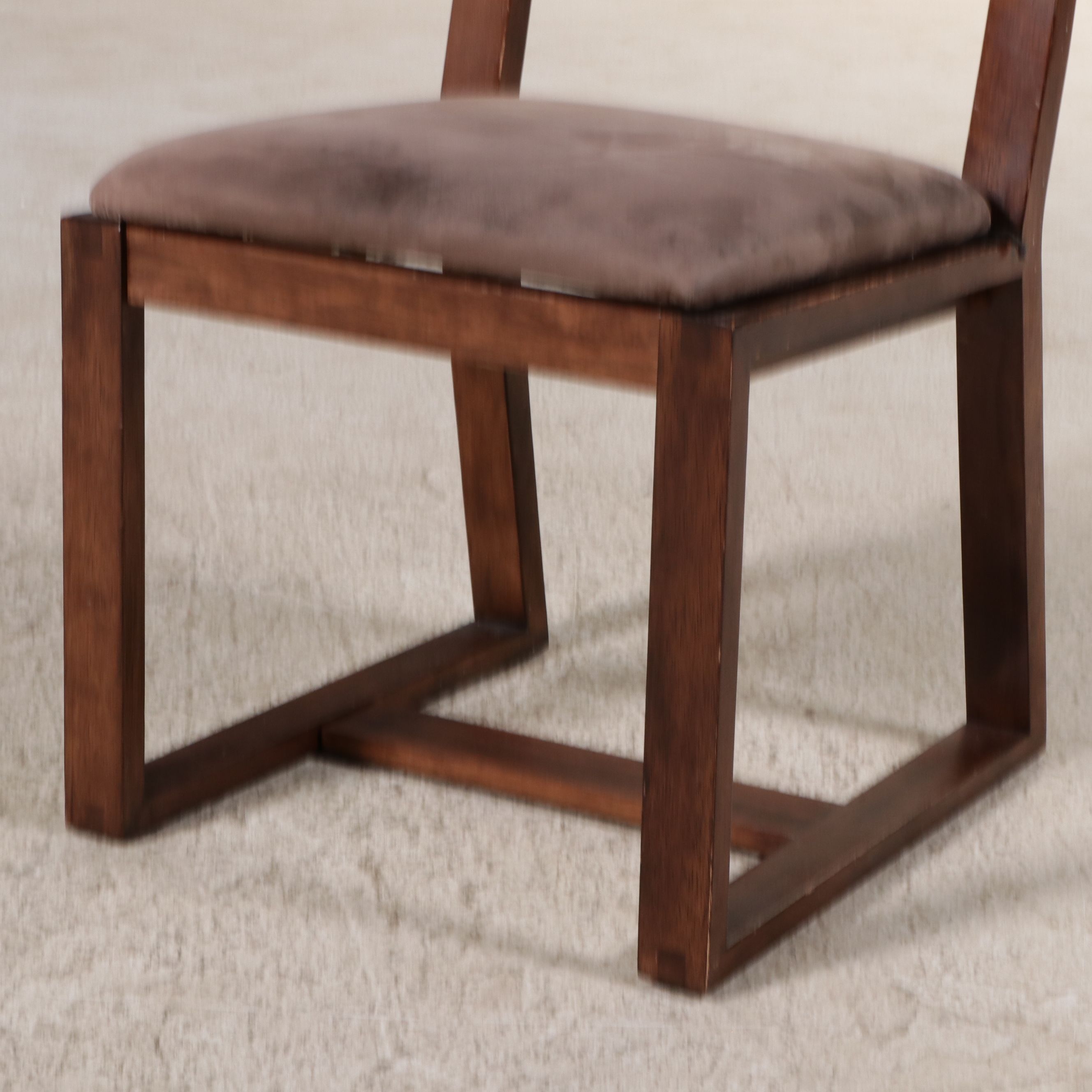 Contemporary Wood Extension Dining Table and Six Chairs with Faux Suede Seats