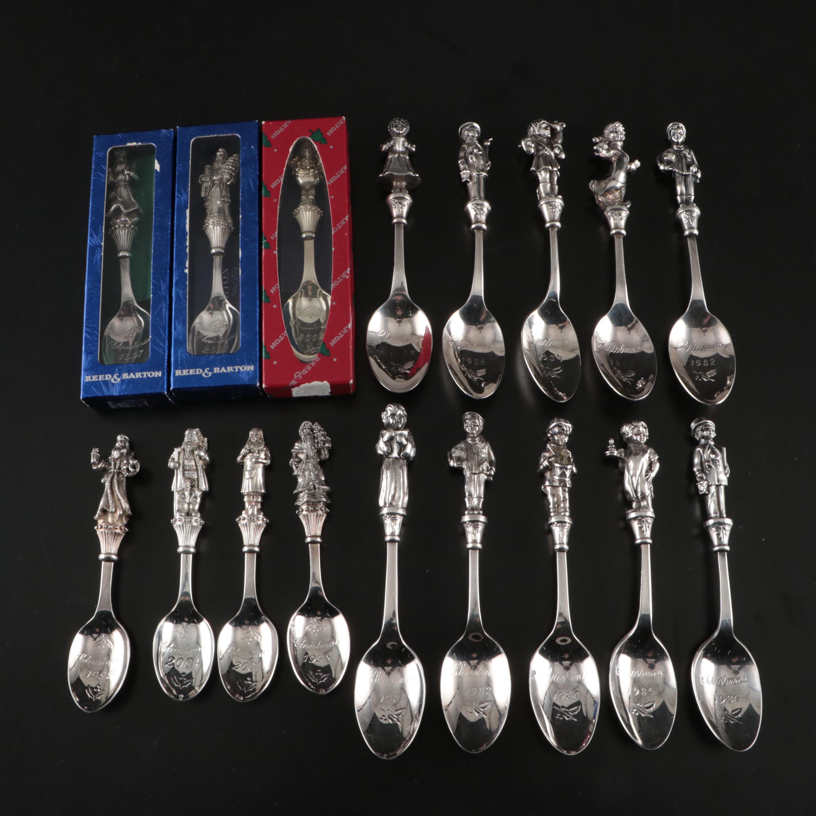 Reed & Barton "Santa's of the World" with More Christmas Silver Plate Spoons