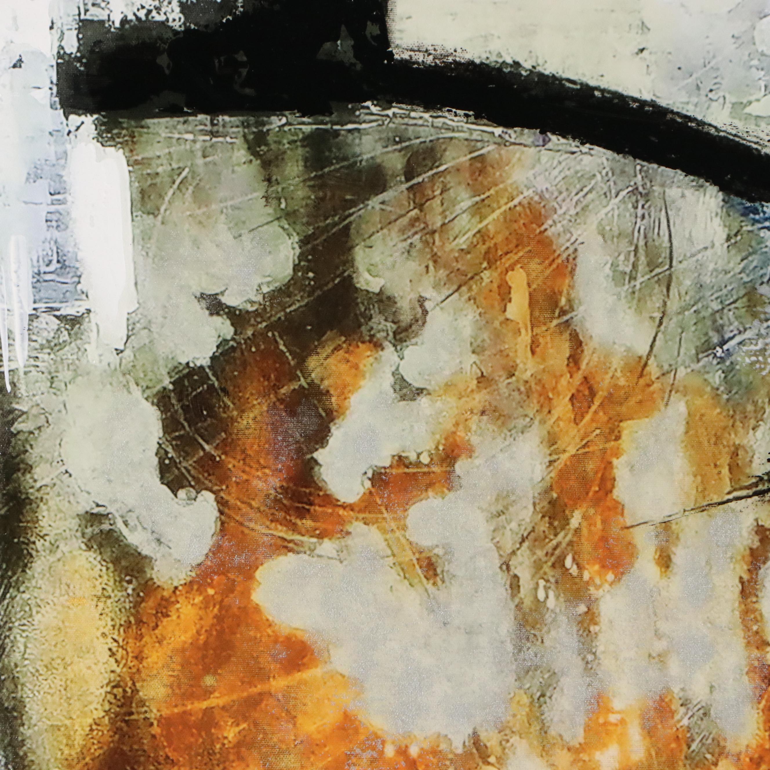 Abstract Mixed Media Composition "Free Flow" After Pierrick Paradis, 21st C.