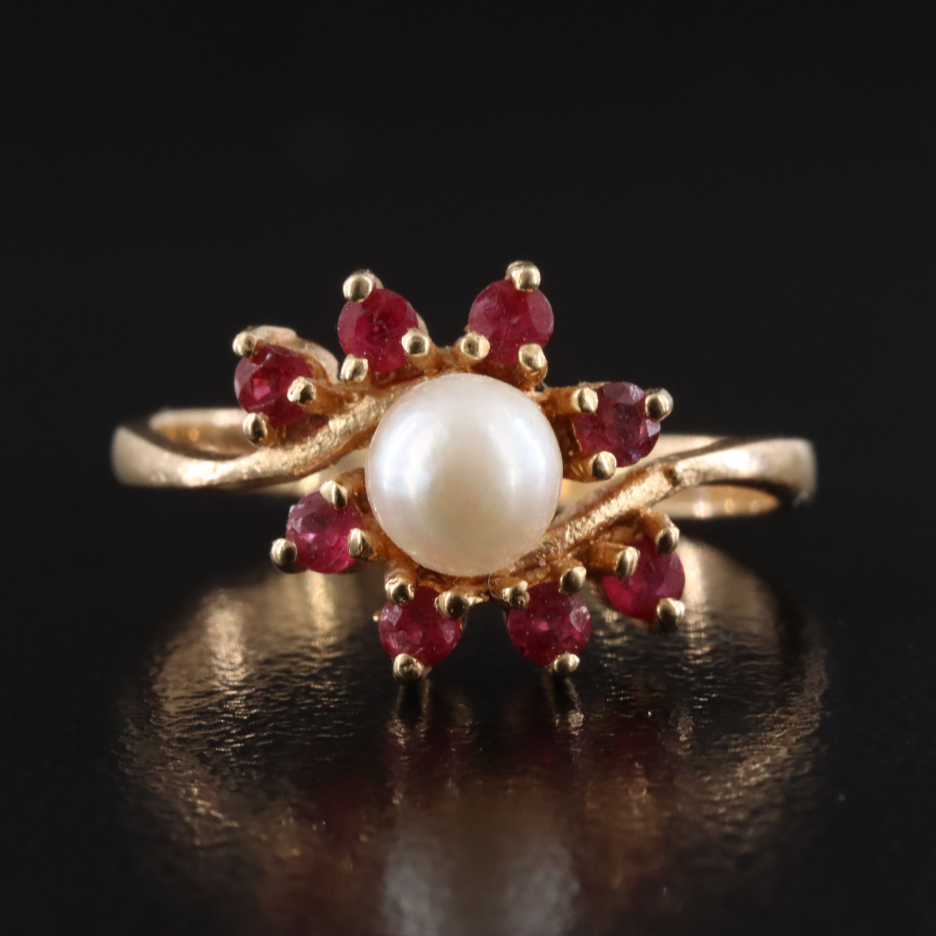 14K Pearl and Ruby Ring