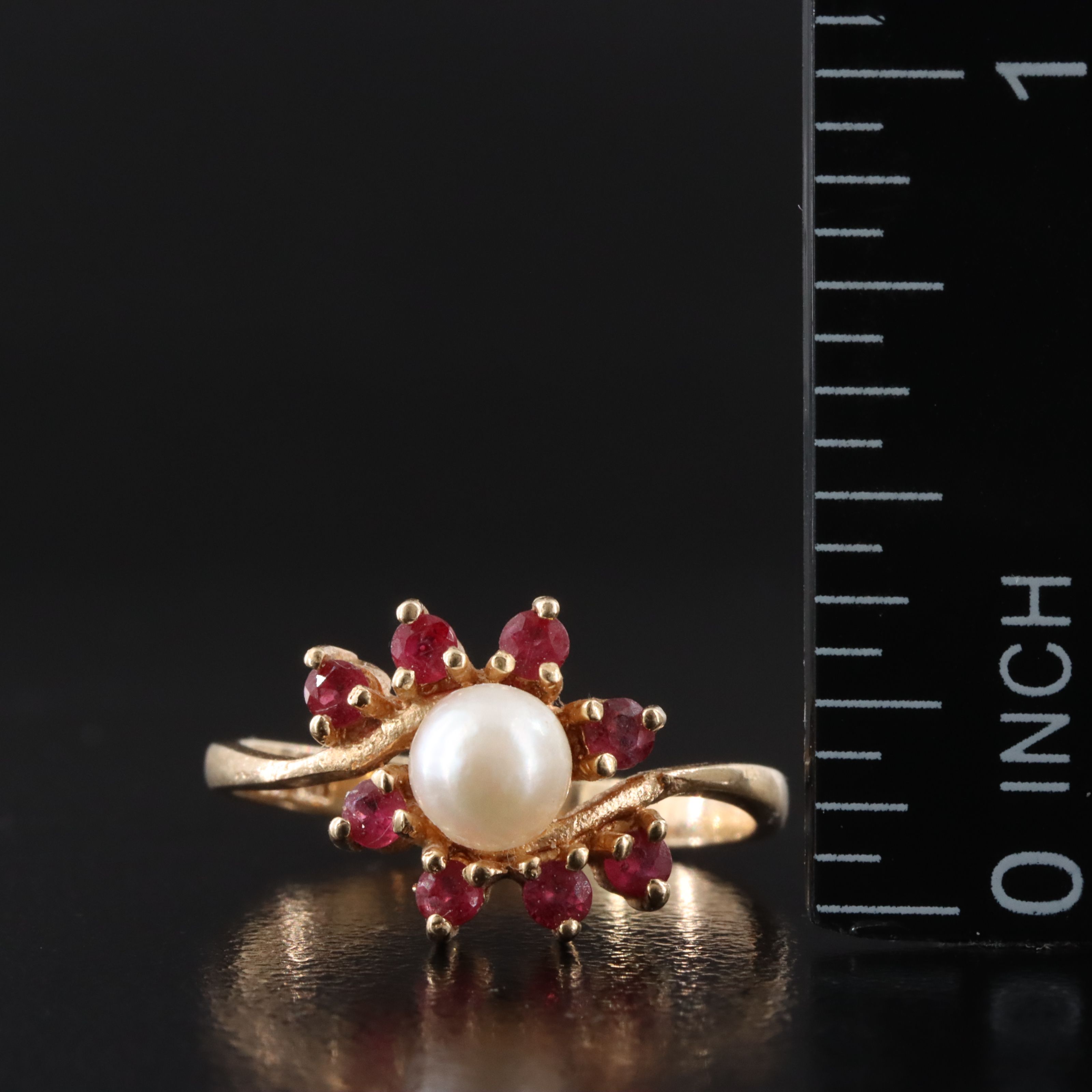 14K Pearl and Ruby Ring