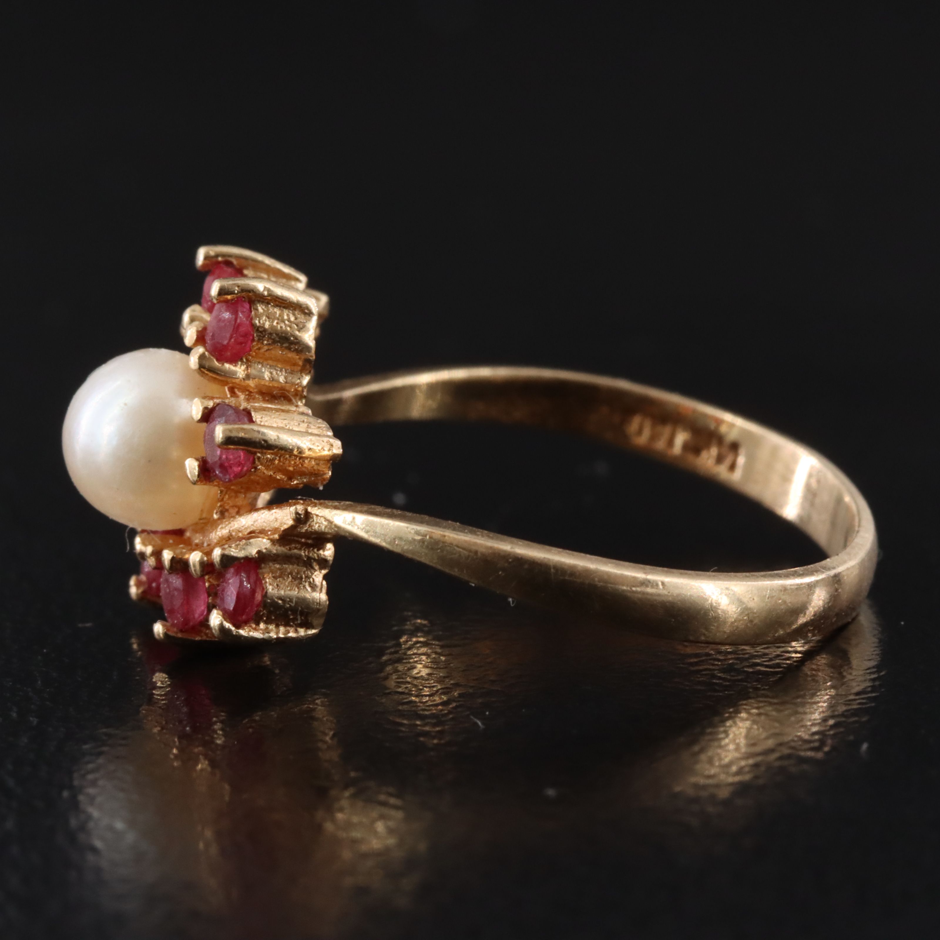 14K Pearl and Ruby Ring