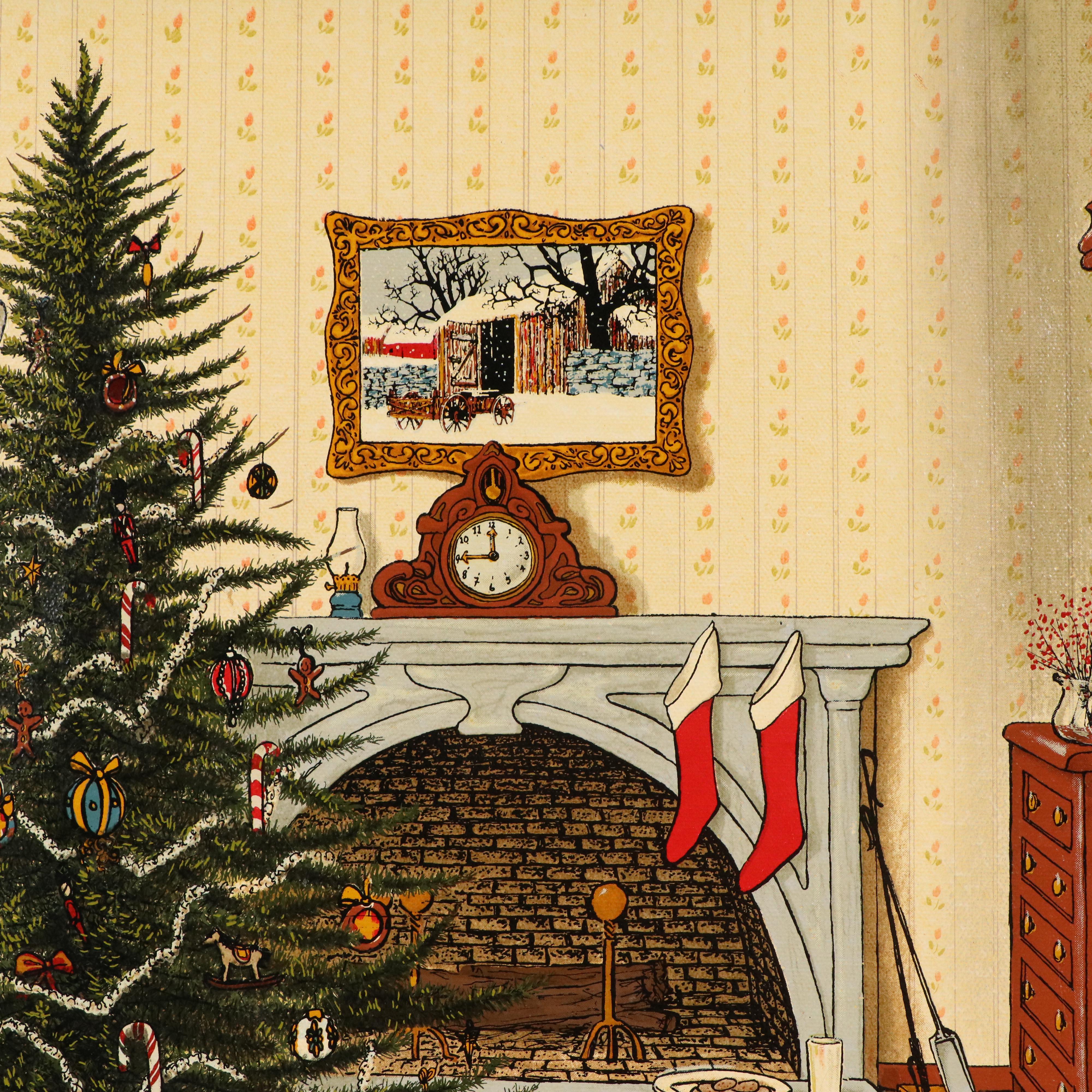 Framed Hargrove "The Night Before Christmas" Oil Based Serigraph Print