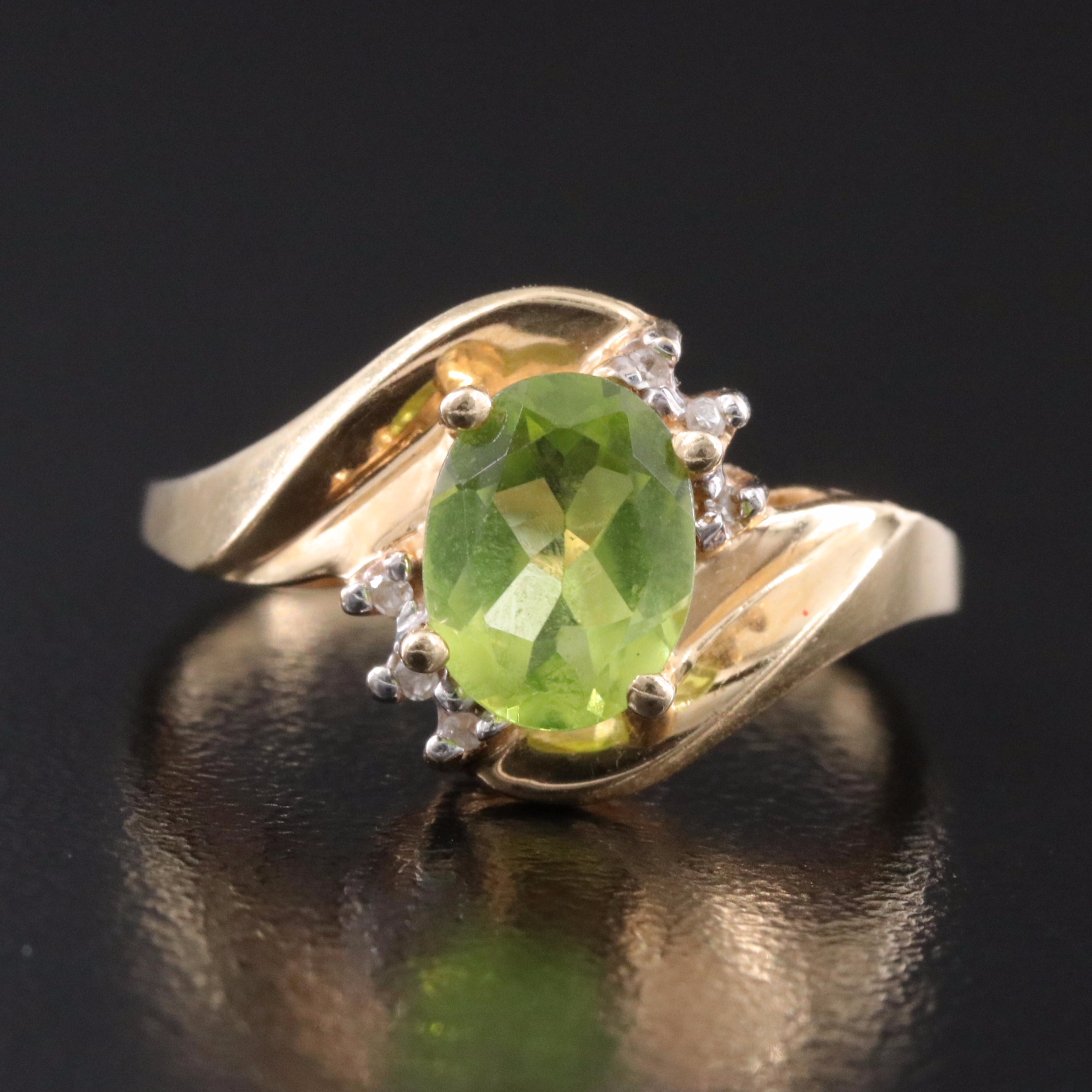 14K Peridot and Diamond Ring