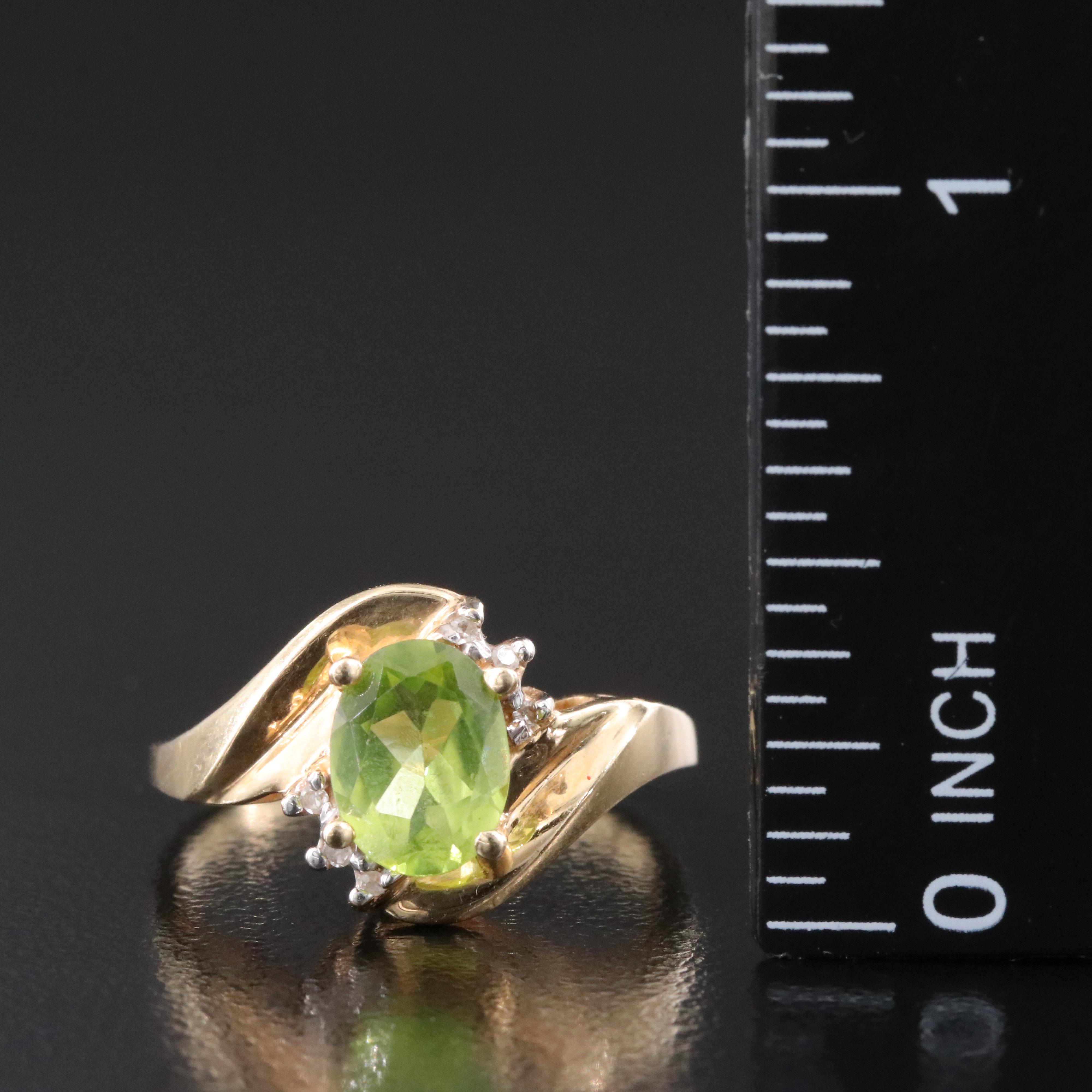 14K Peridot and Diamond Ring