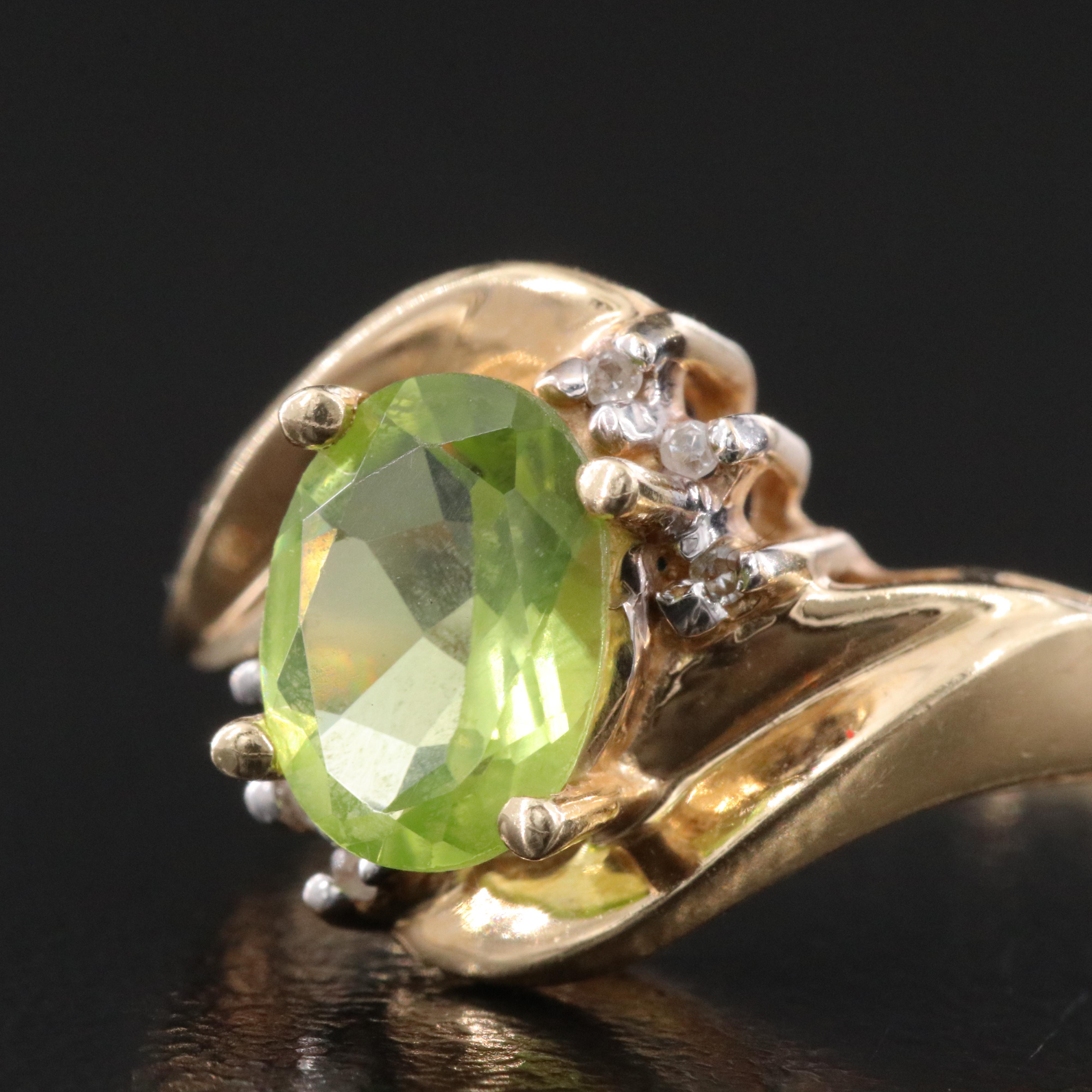 14K Peridot and Diamond Ring