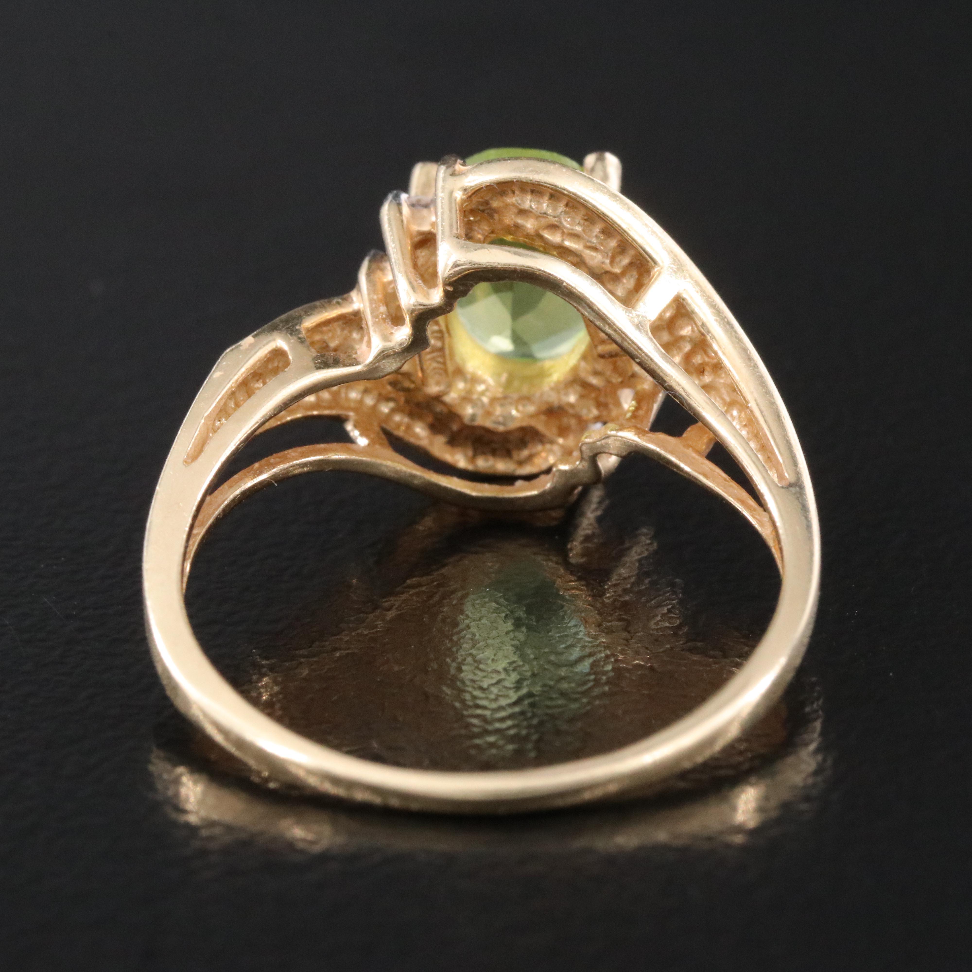 14K Peridot and Diamond Ring