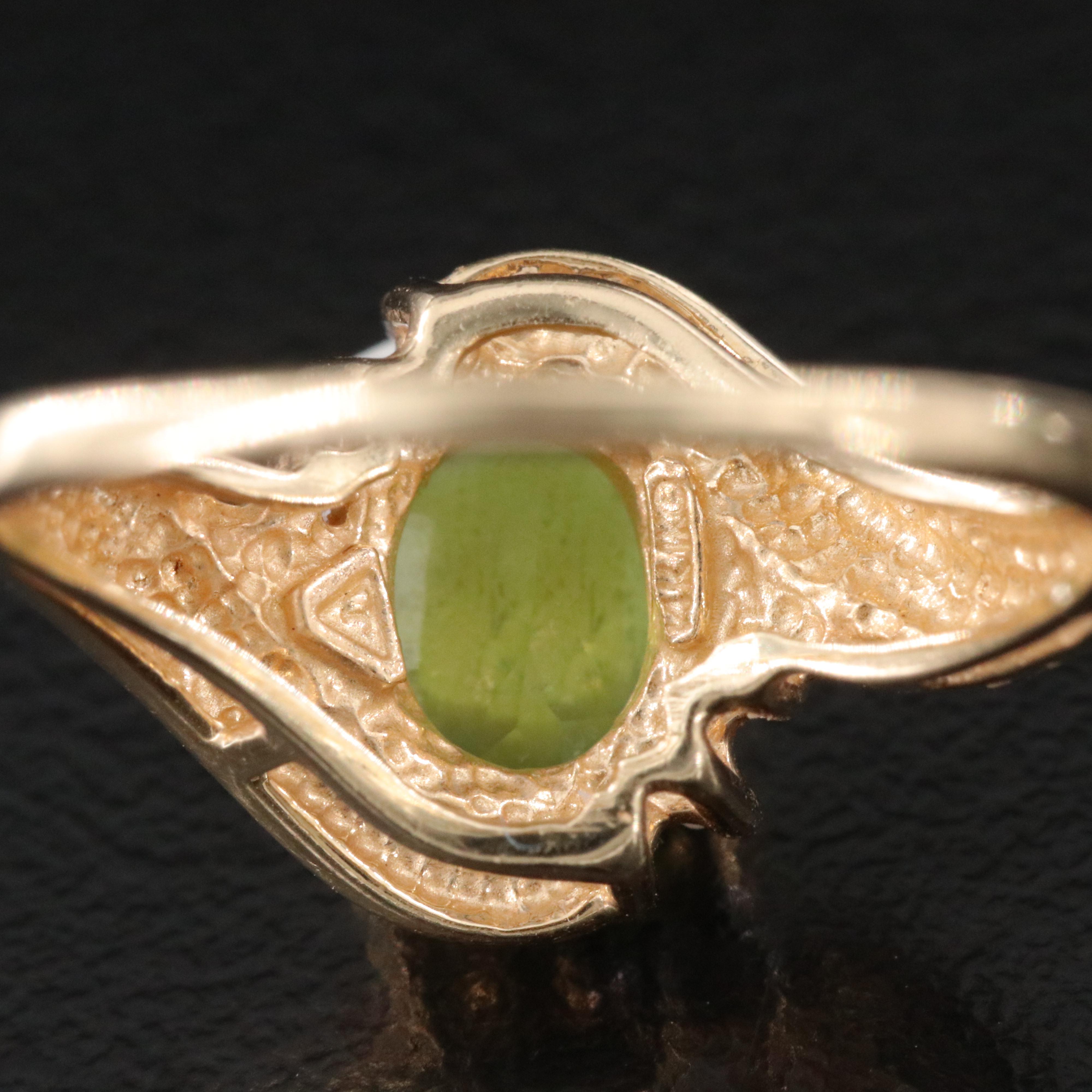 14K Peridot and Diamond Ring
