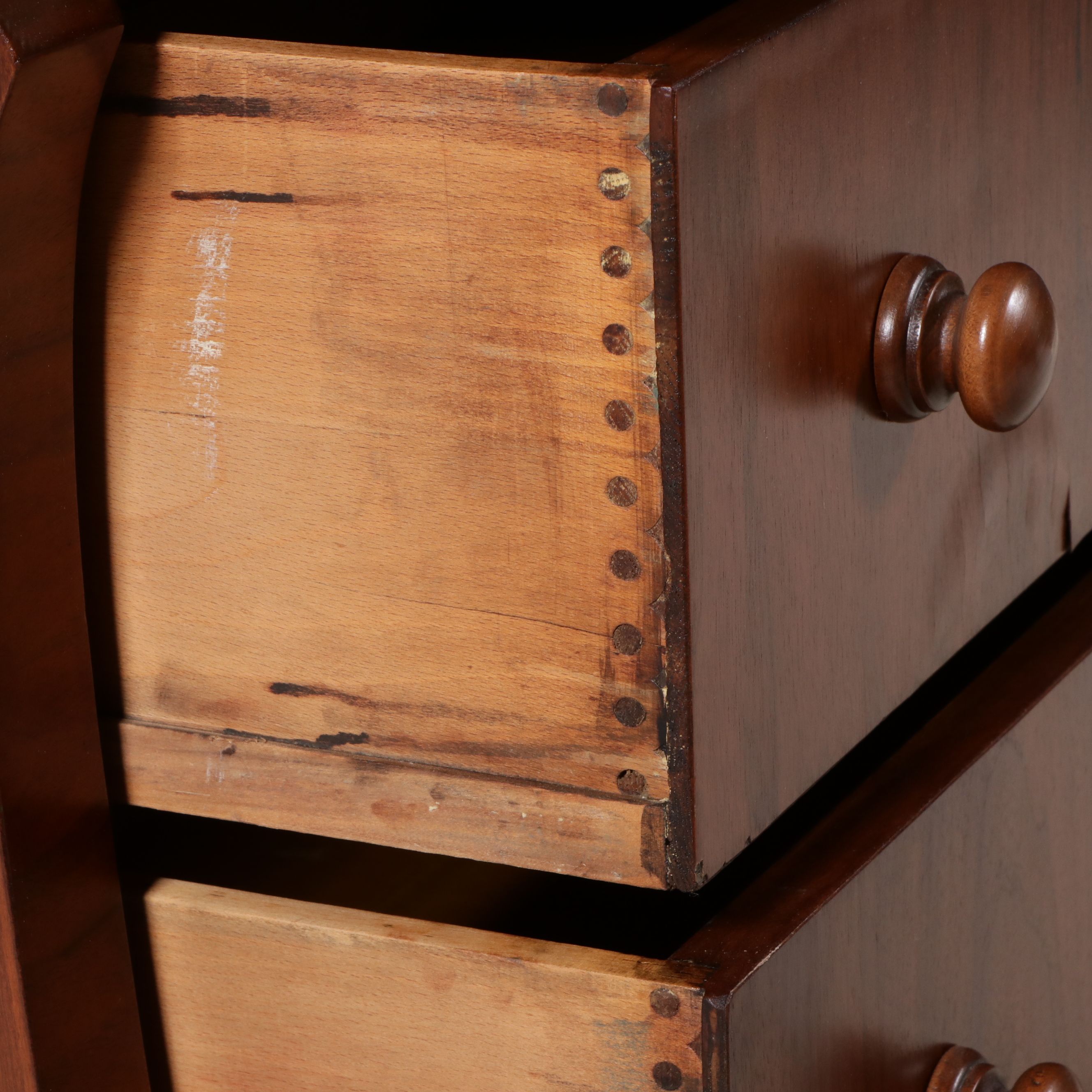 Victorian Empire Style Burl Veneer Chest of Drawers, Late 19th Century