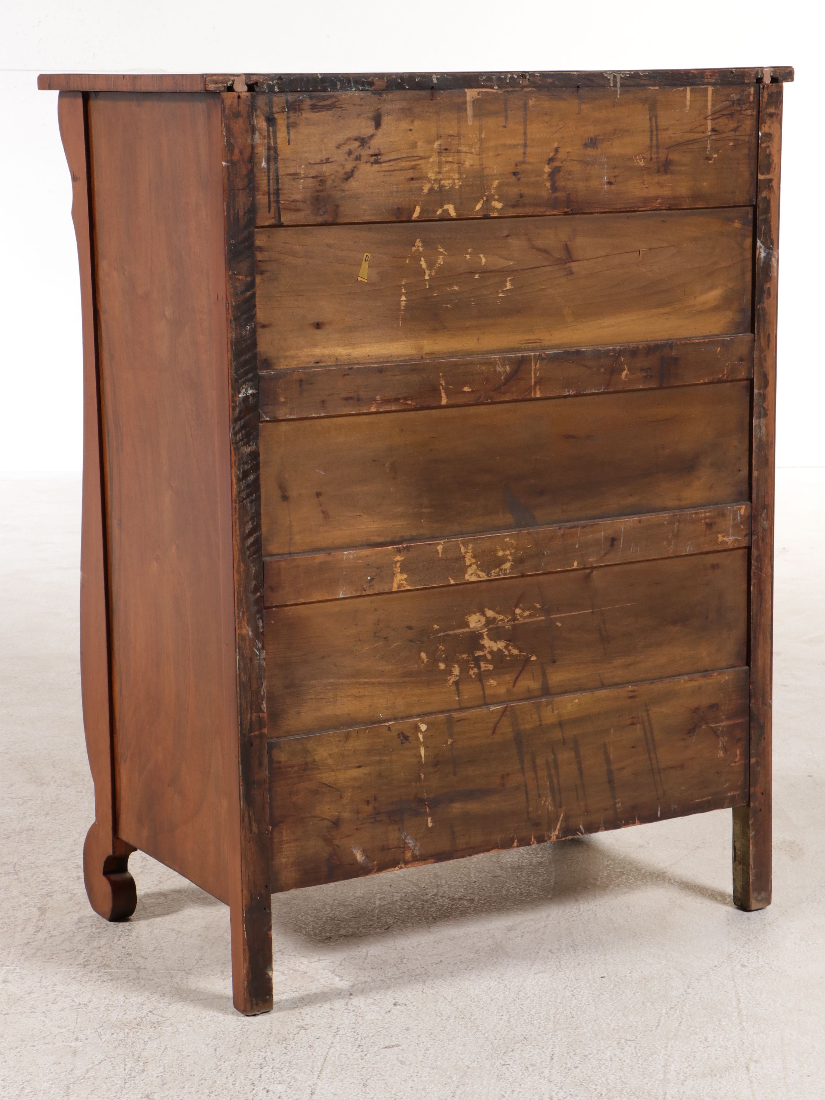 Victorian Empire Style Burl Veneer Chest of Drawers, Late 19th Century