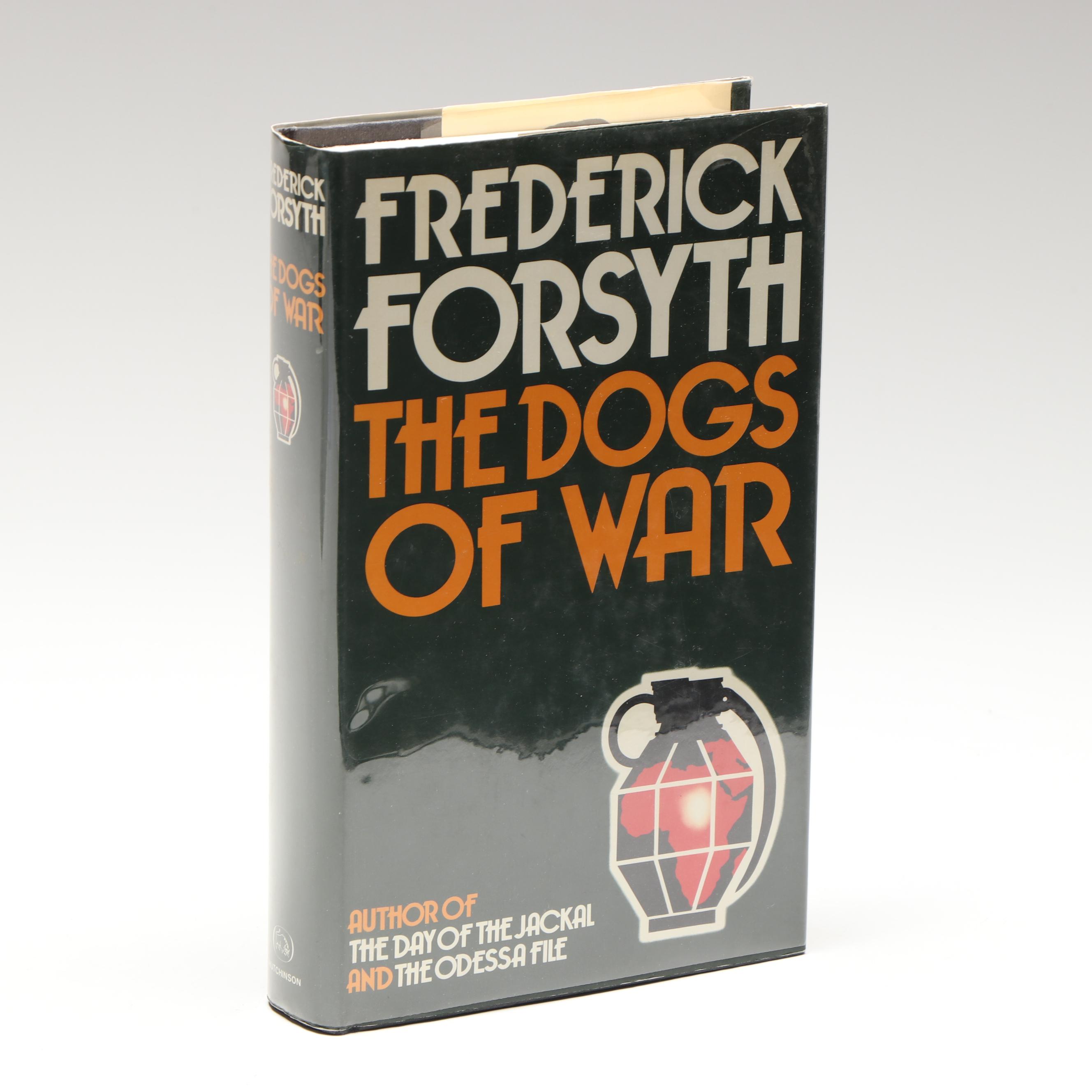 Signed First UK Edition "The Dogs of War" by Frederick Forsyth, 1974
