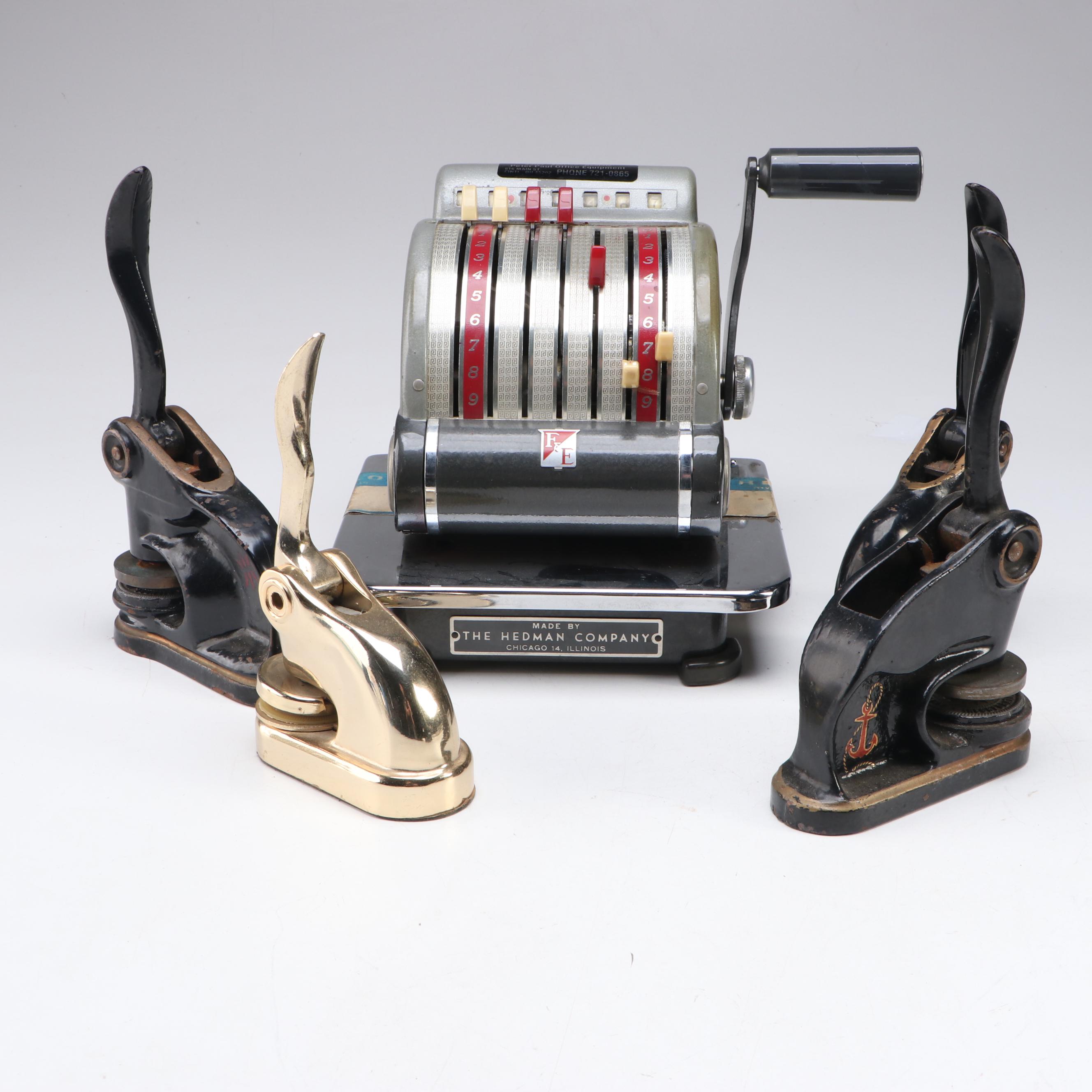 Hedman Co. F&E Metal Check Protector and Seal Embossing Presses