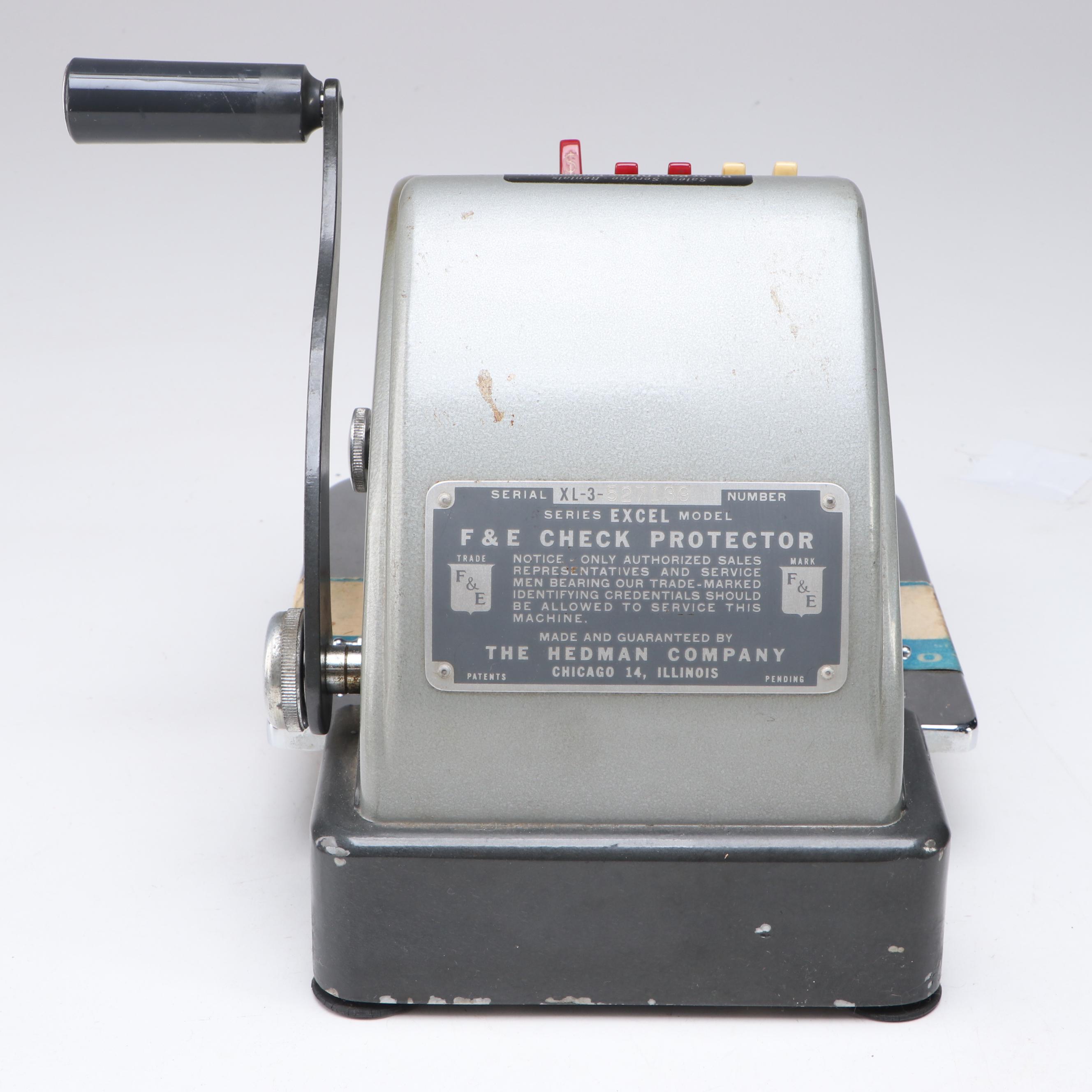 Hedman Co. F&E Metal Check Protector and Seal Embossing Presses