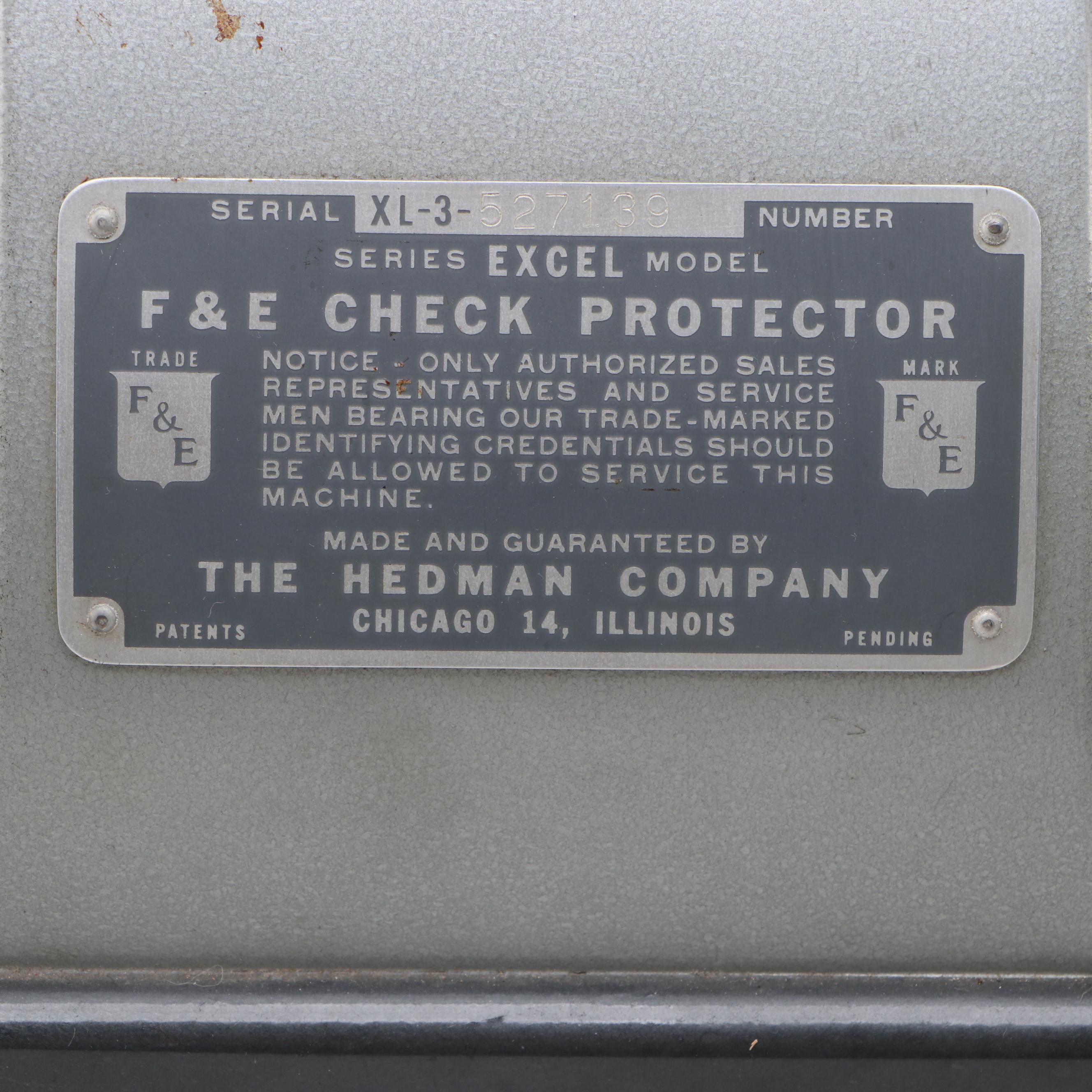 Hedman Co. F&E Metal Check Protector and Seal Embossing Presses
