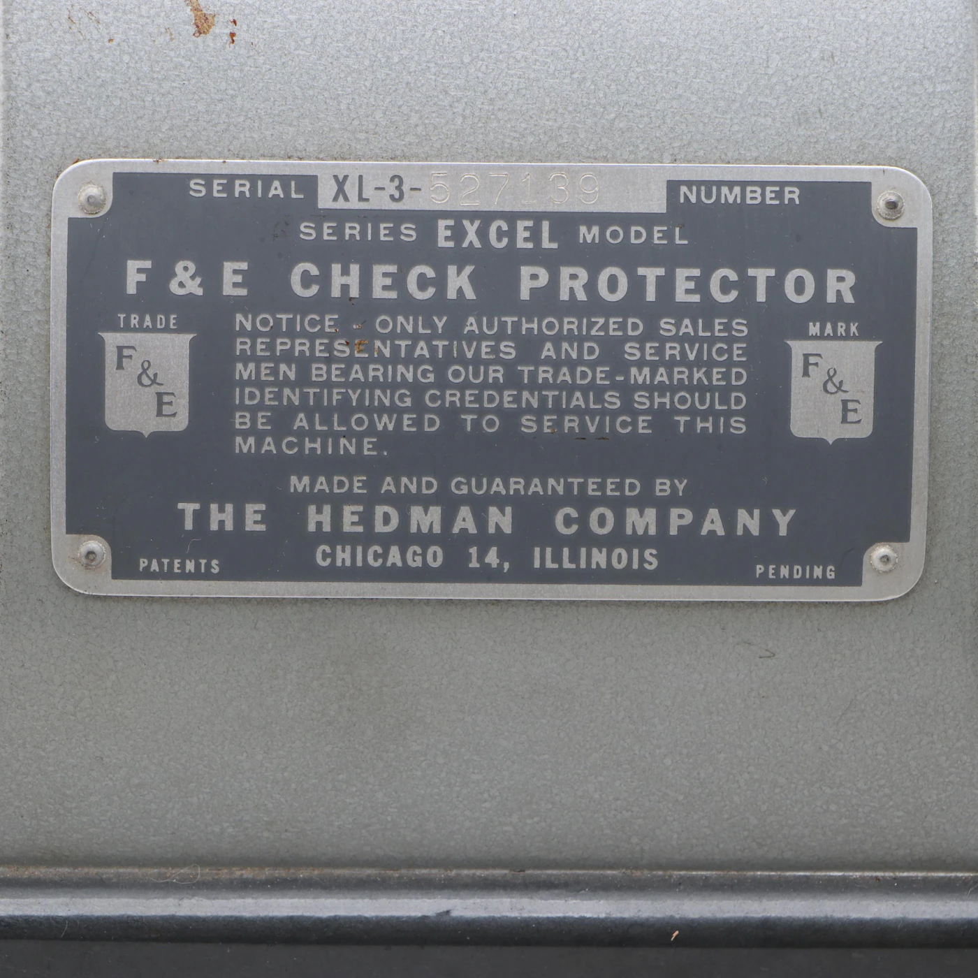 Hedman Co. F&E Metal Check Protector and Seal Embossing Presses | EBTH