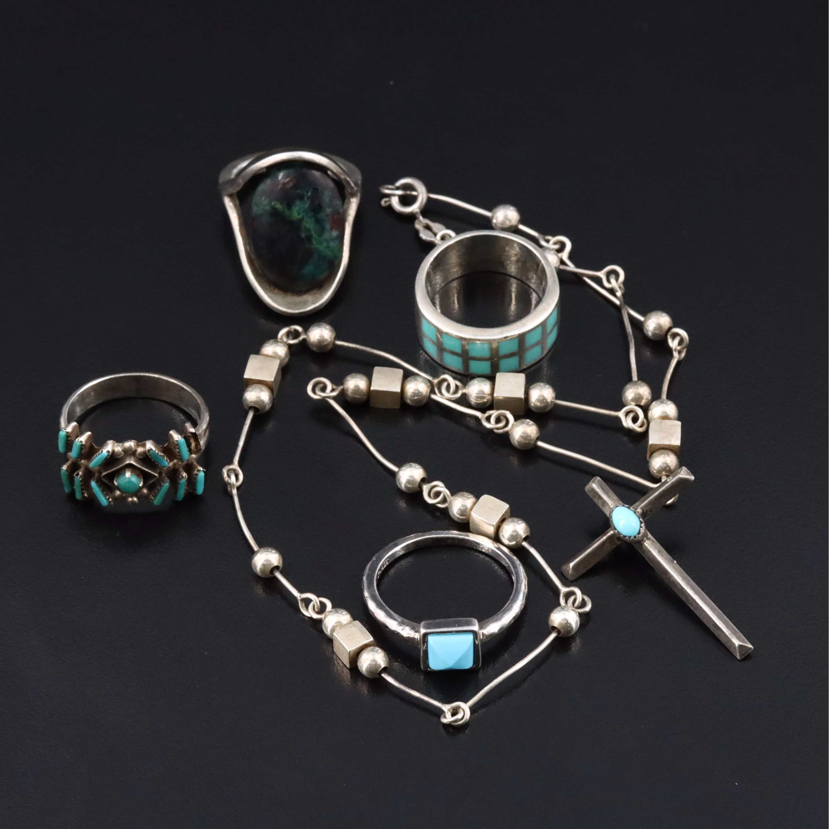 Sterling Jewelry Collection Featuring Eilat Stone and Turquoise