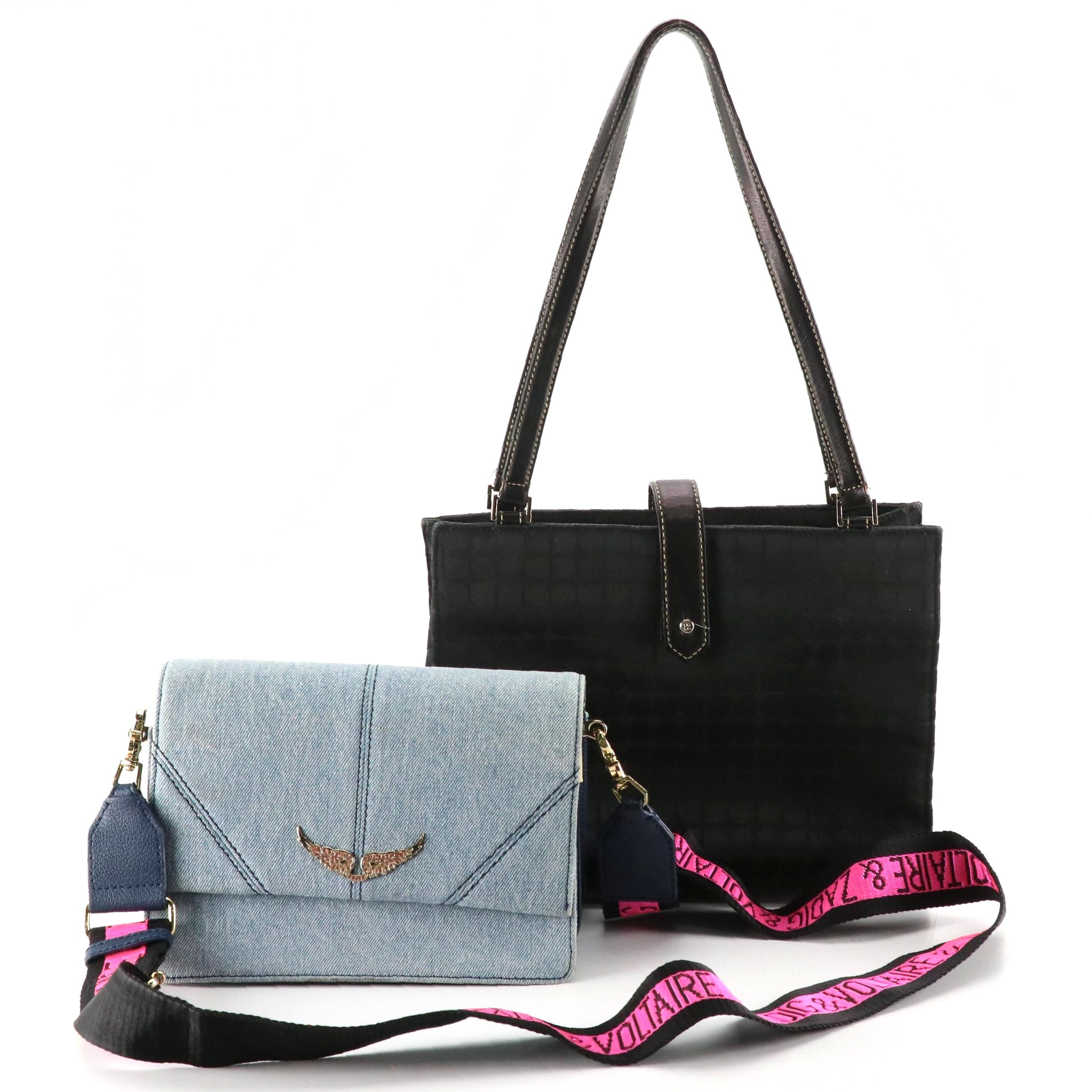 Zadig & Voltaire Lolita Jeans Crossbody Bag and Kate Spade Black Jacquard Tote