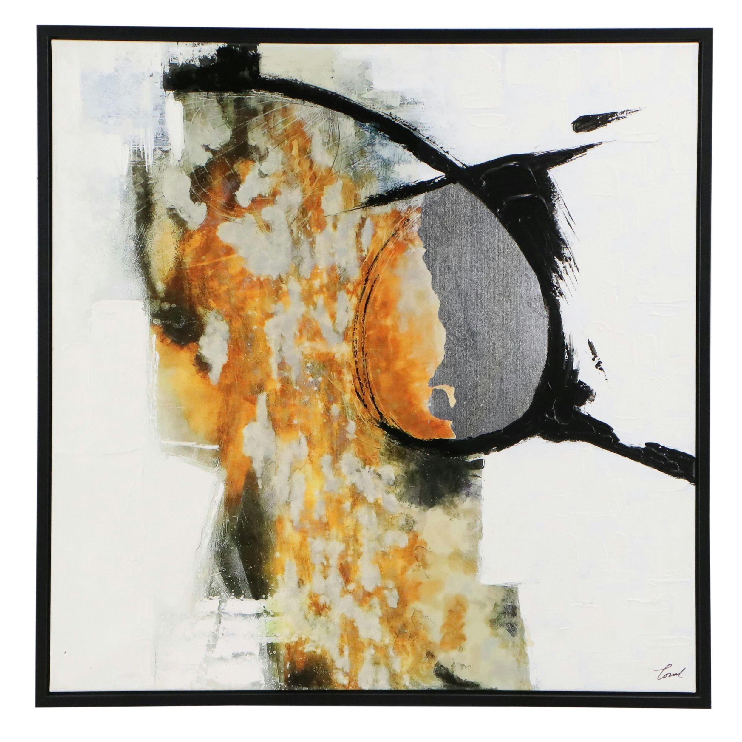 Abstract Mixed Media Composition "Free Flow" After Pierrick Paradis, 21st C.