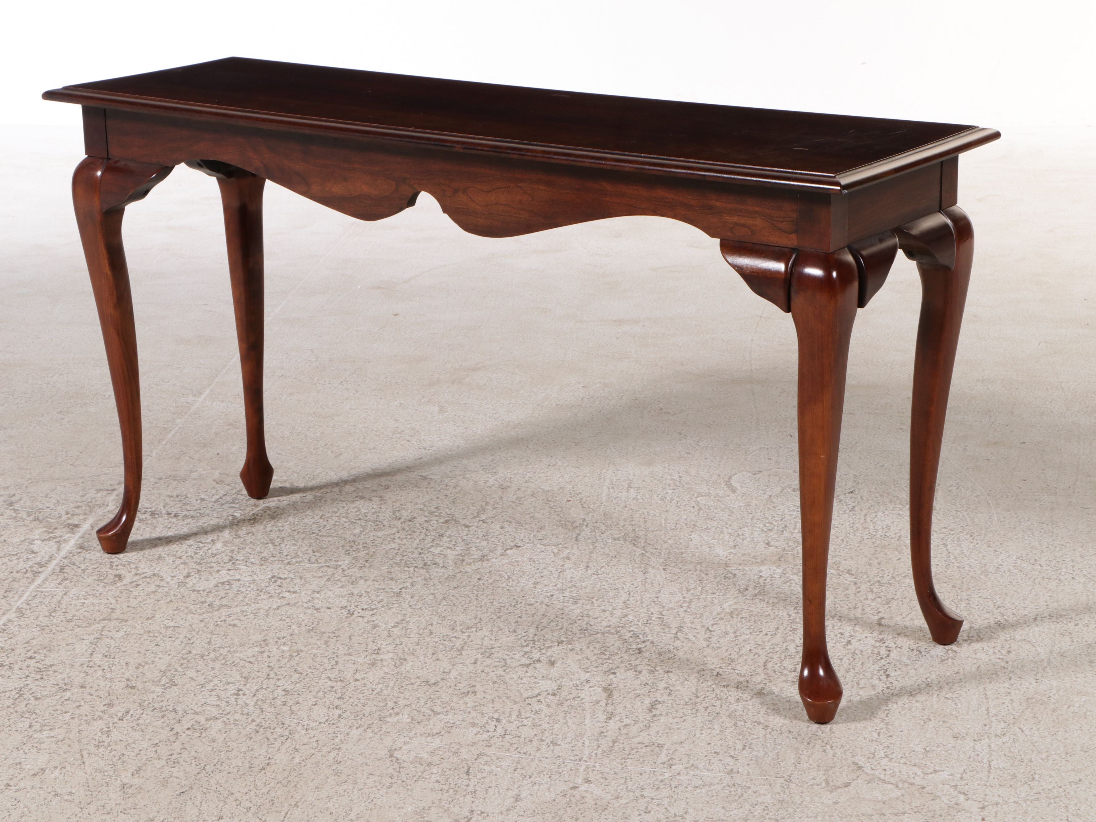 Cresent Queen Anne Style Cherry Sofa Table, Late 20th Century