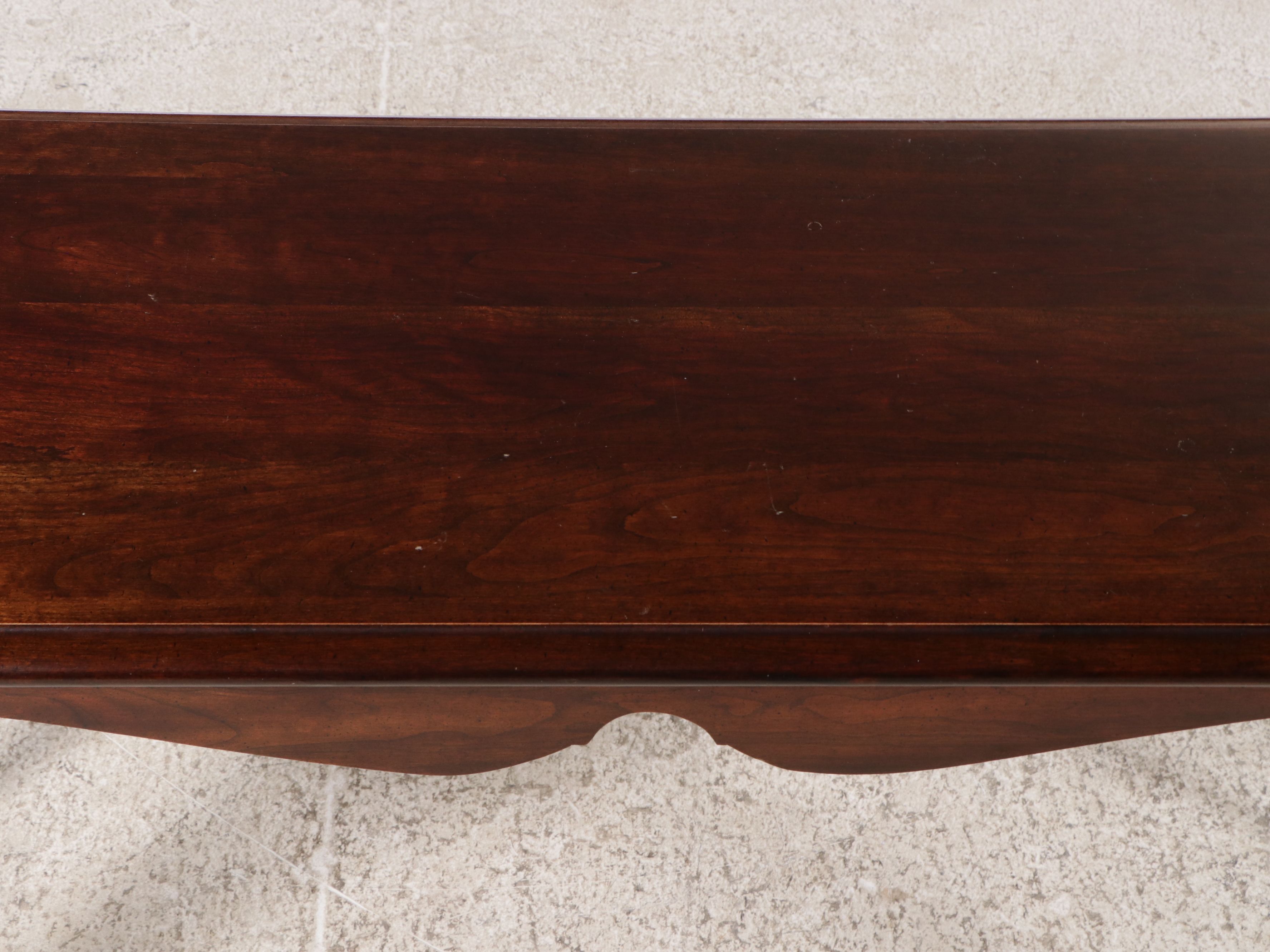 Cresent Queen Anne Style Cherry Sofa Table, Late 20th Century
