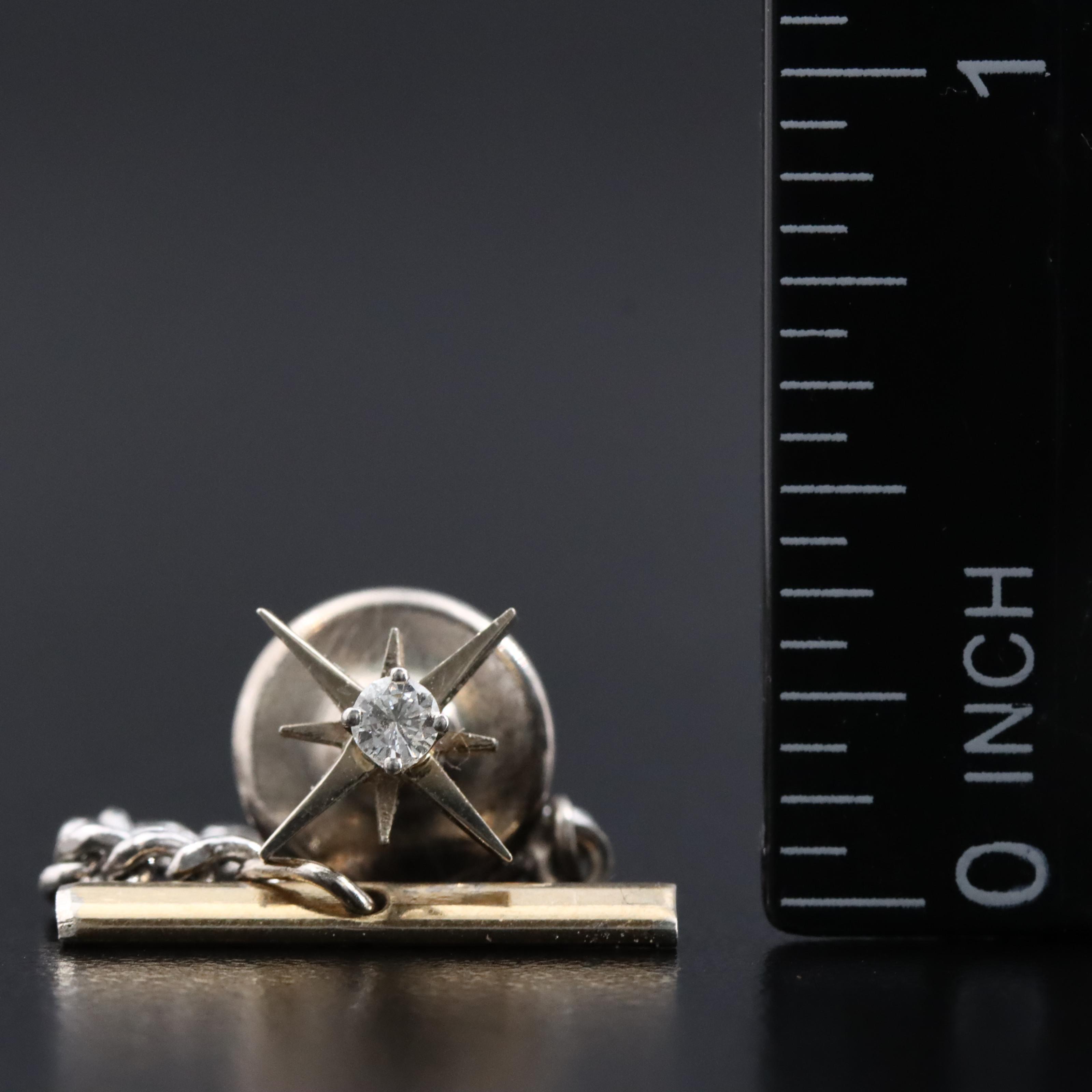 14K Starburst 0.07 CT Diamond Tie Tac