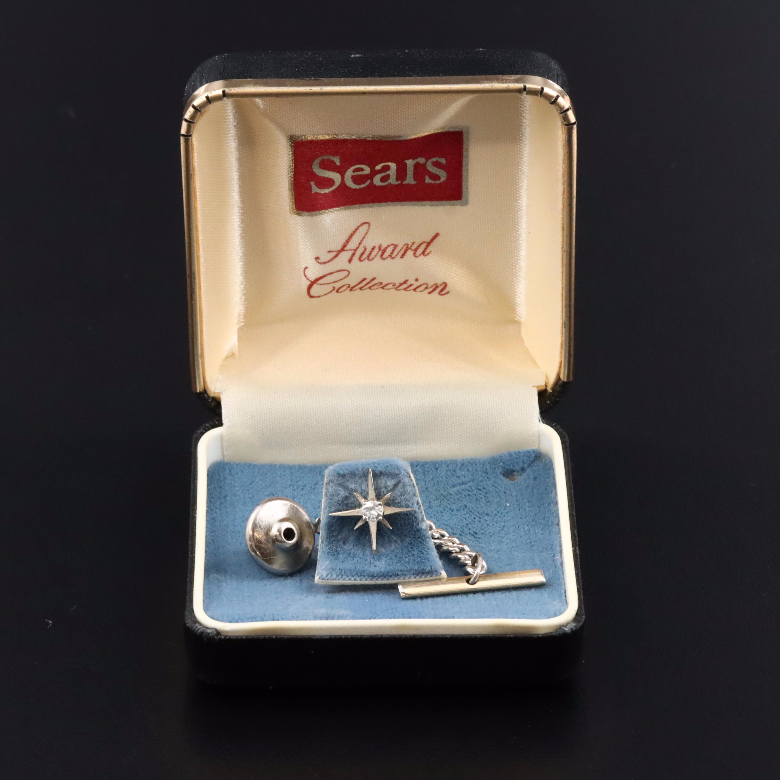 14K Starburst 0.07 CT Diamond Tie Tac