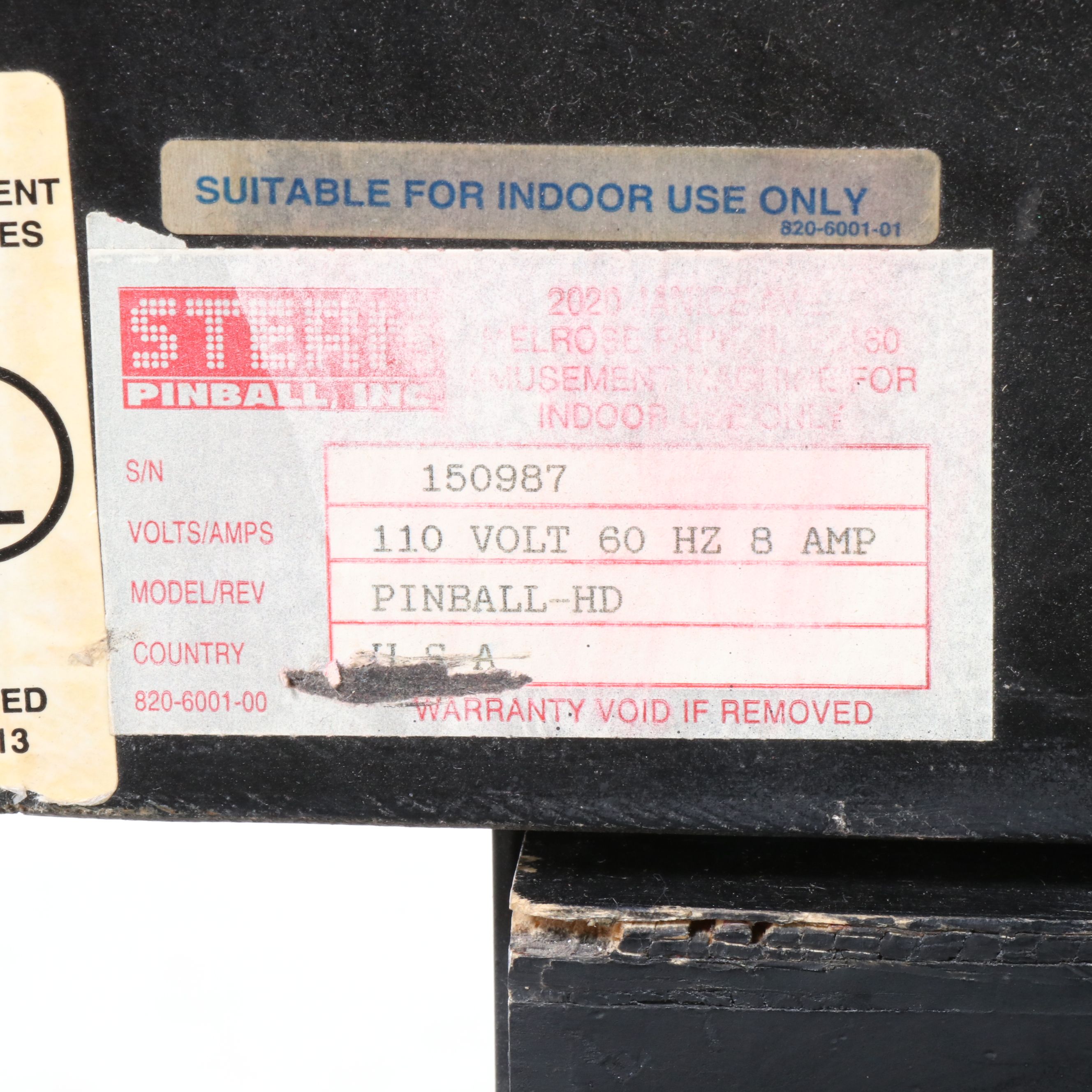 Sega "Harley-Davidson" Pinball Arcade Game, 1999