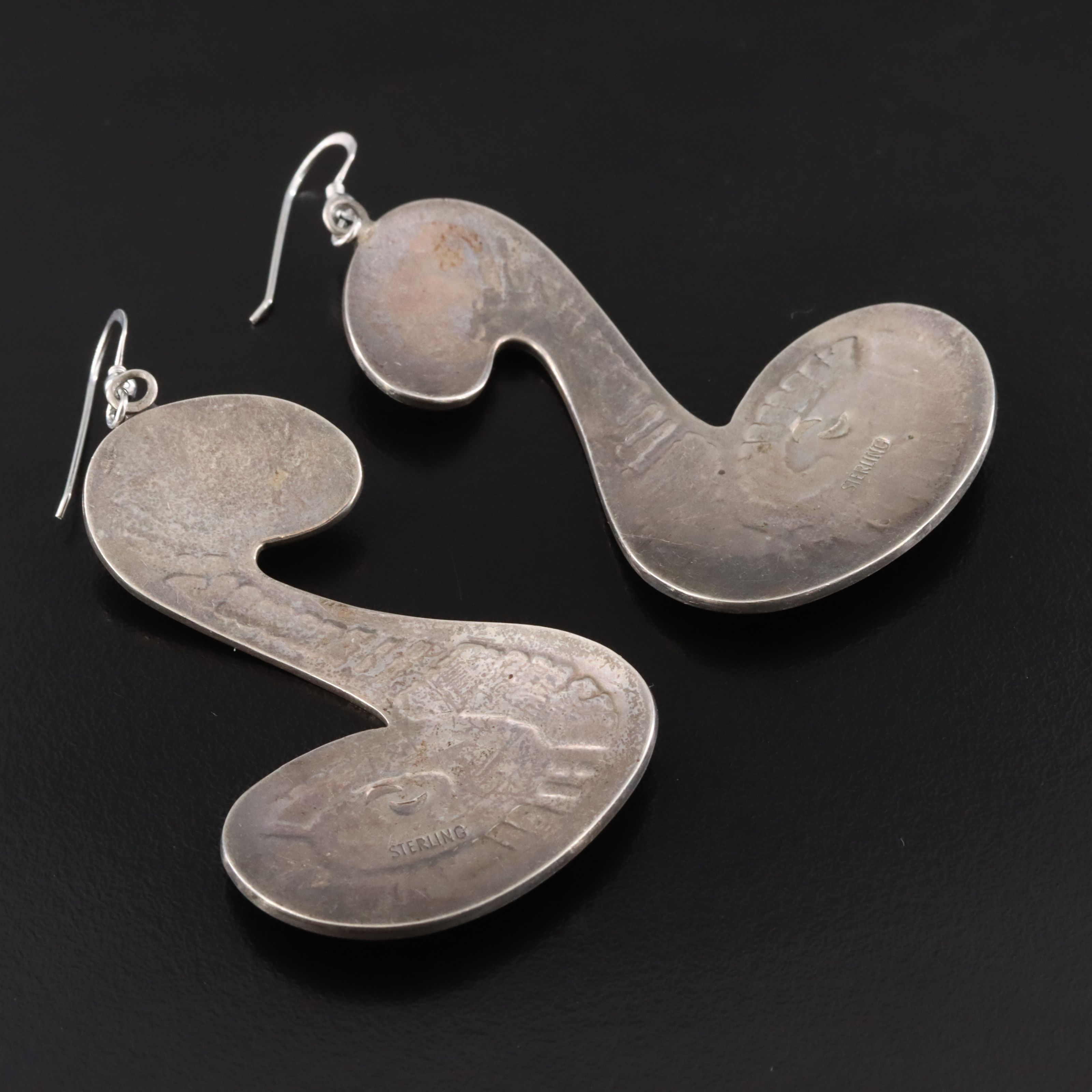 Phillip Honanie Hopi Sterling Overlay Earrings