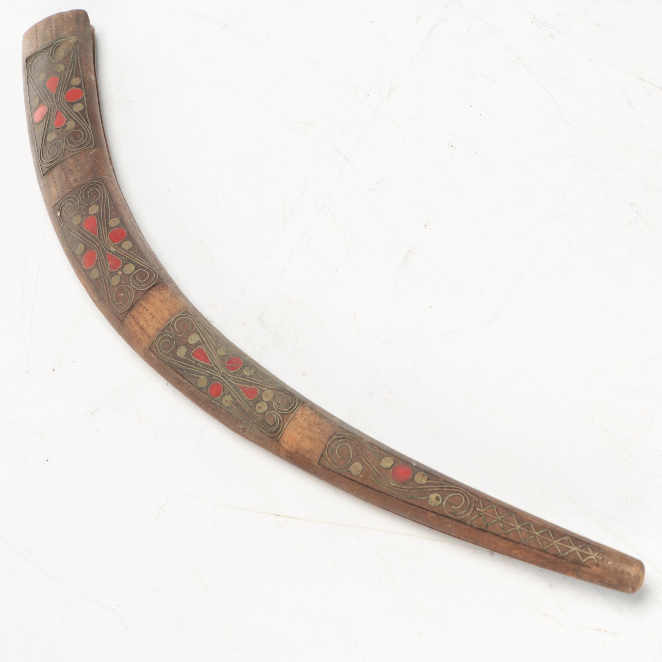 North African Curved Nimcha Swords with Decorative Wooden Sheaths