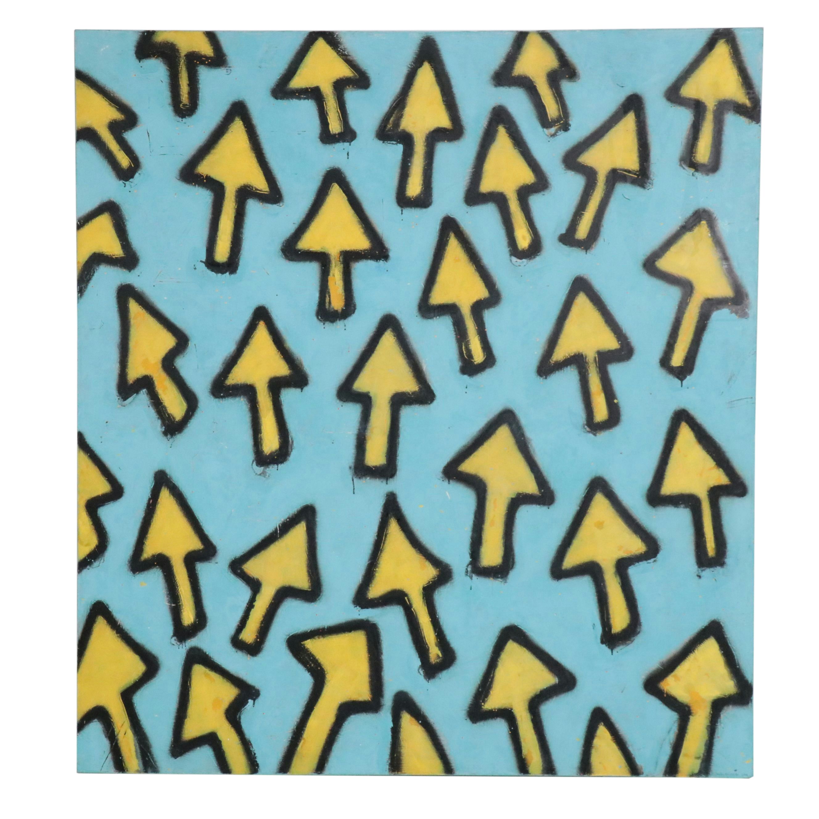 Bradley Narduzzi Rex Monumental Acrylic Painting "31 Arrows on Blue," 2008