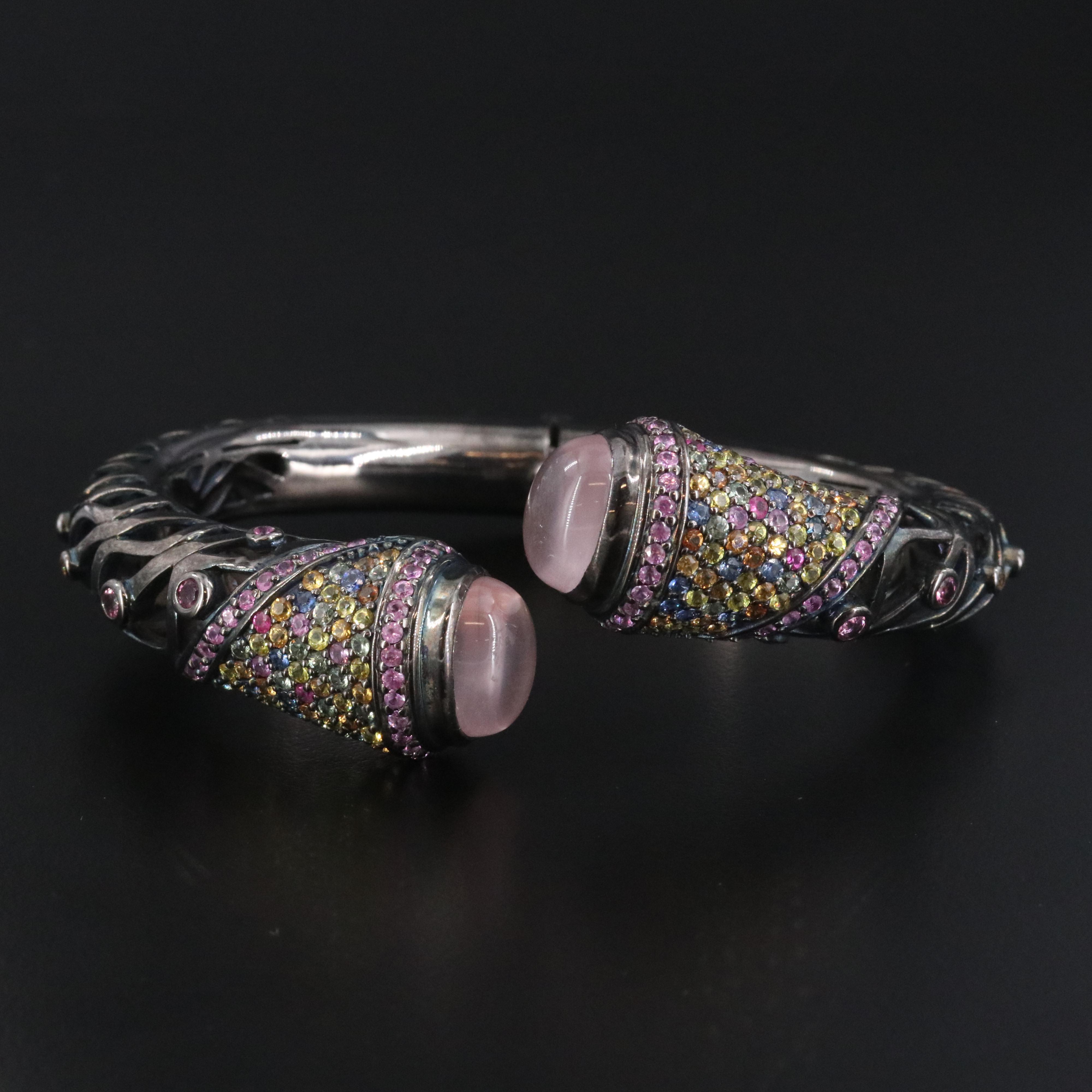 Ziba by Le Vian Sterling Gemstone Bypass Hinged Bangle Bracelet