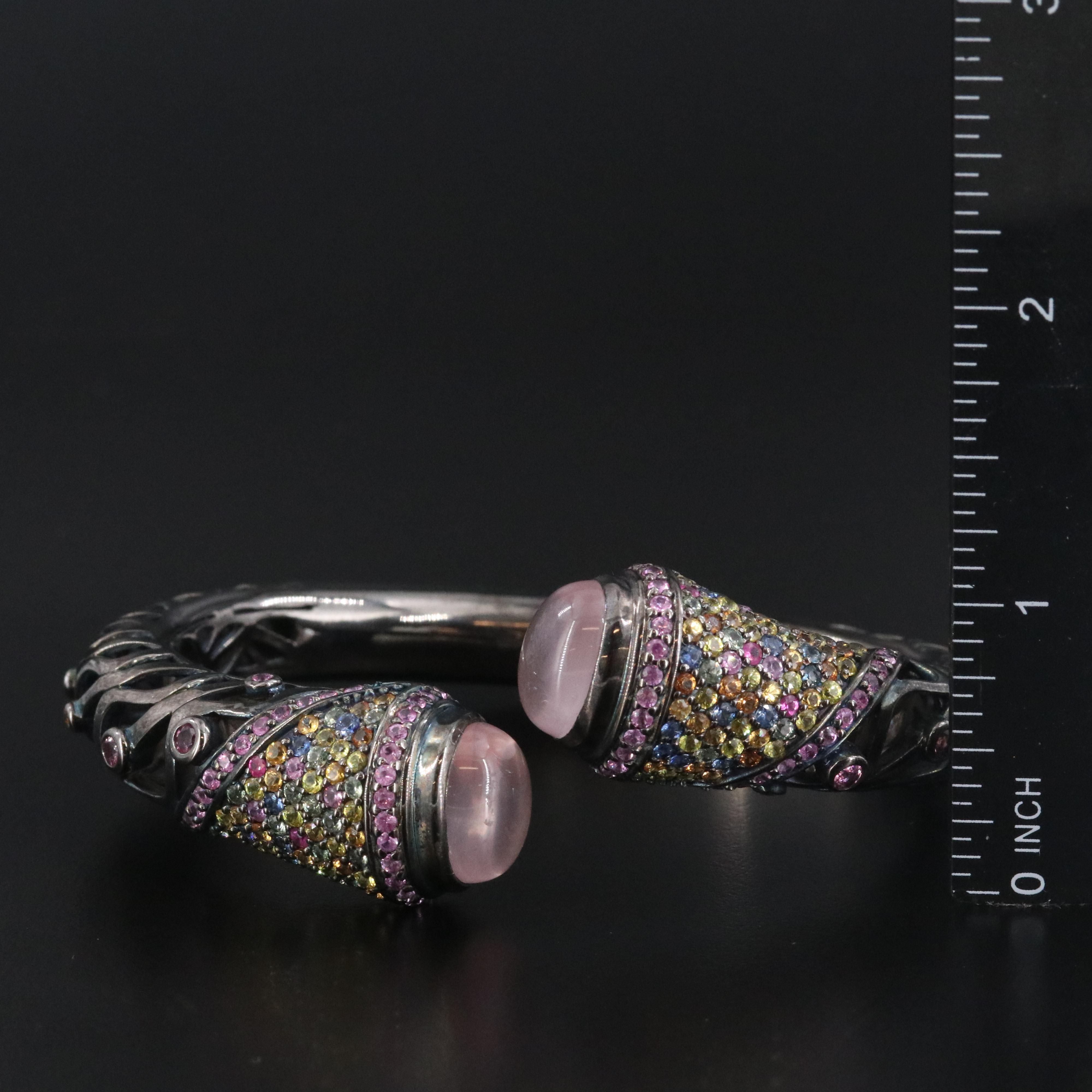 Ziba by Le Vian Sterling Gemstone Bypass Hinged Bangle Bracelet