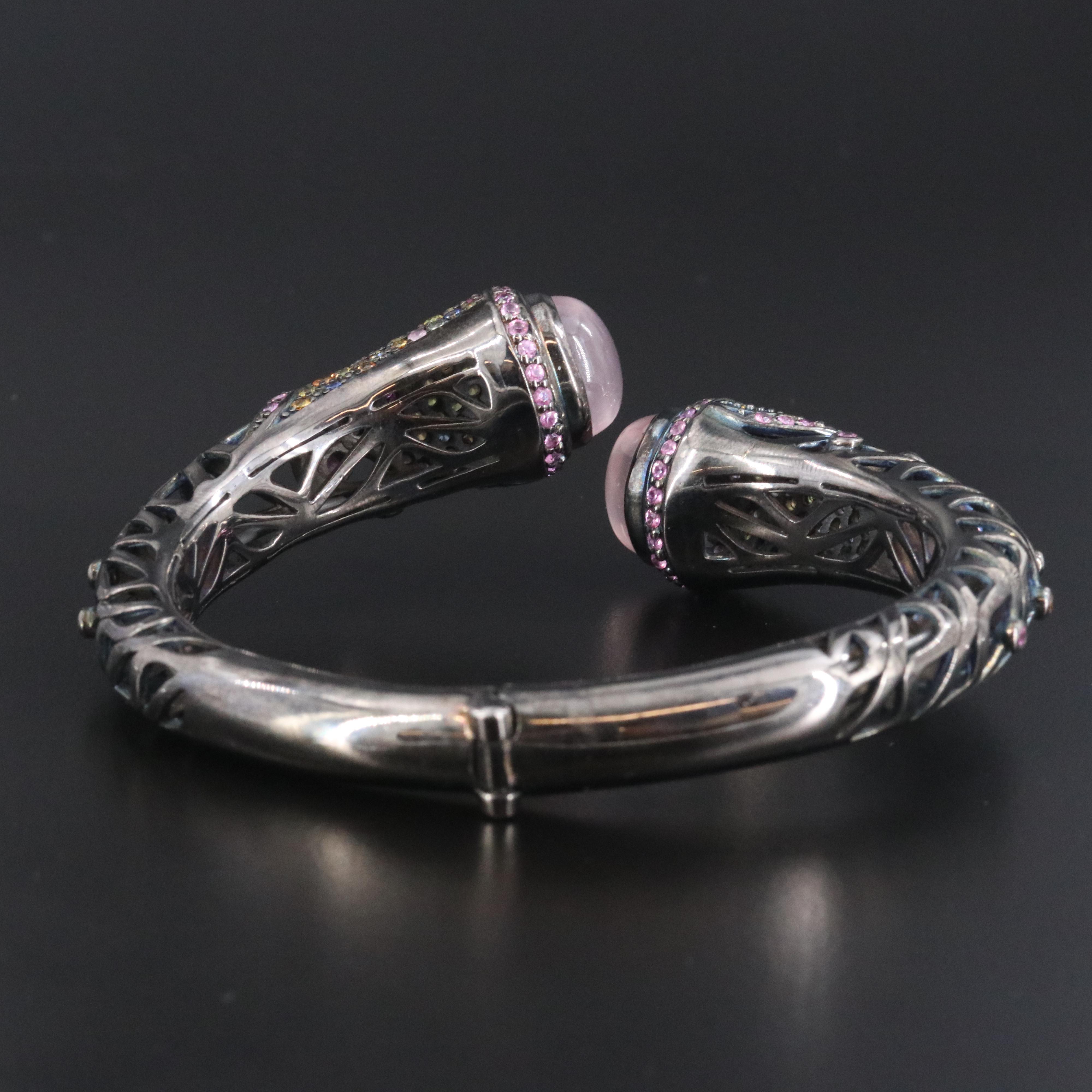 Ziba by Le Vian Sterling Gemstone Bypass Hinged Bangle Bracelet