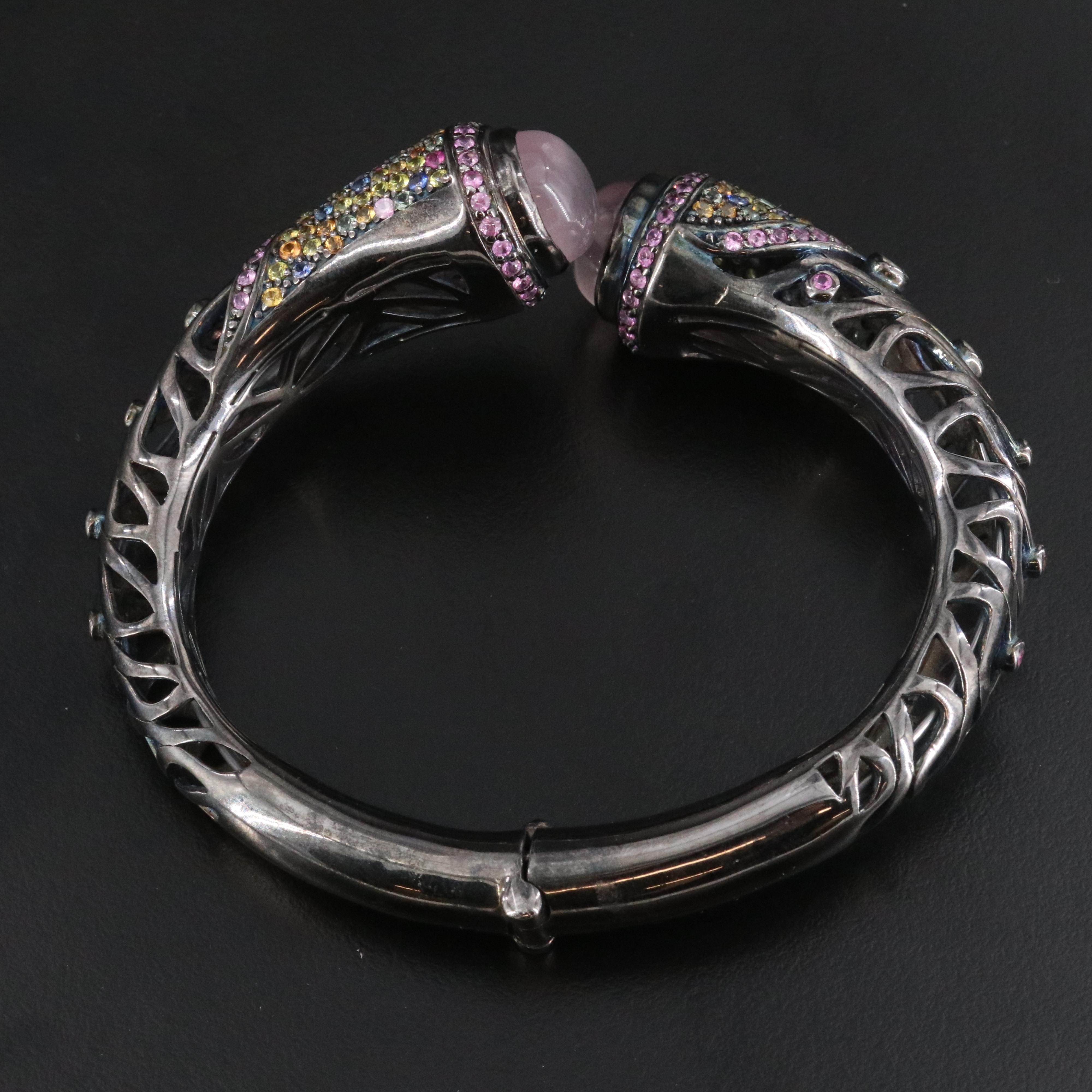 Ziba by Le Vian Sterling Gemstone Bypass Hinged Bangle Bracelet