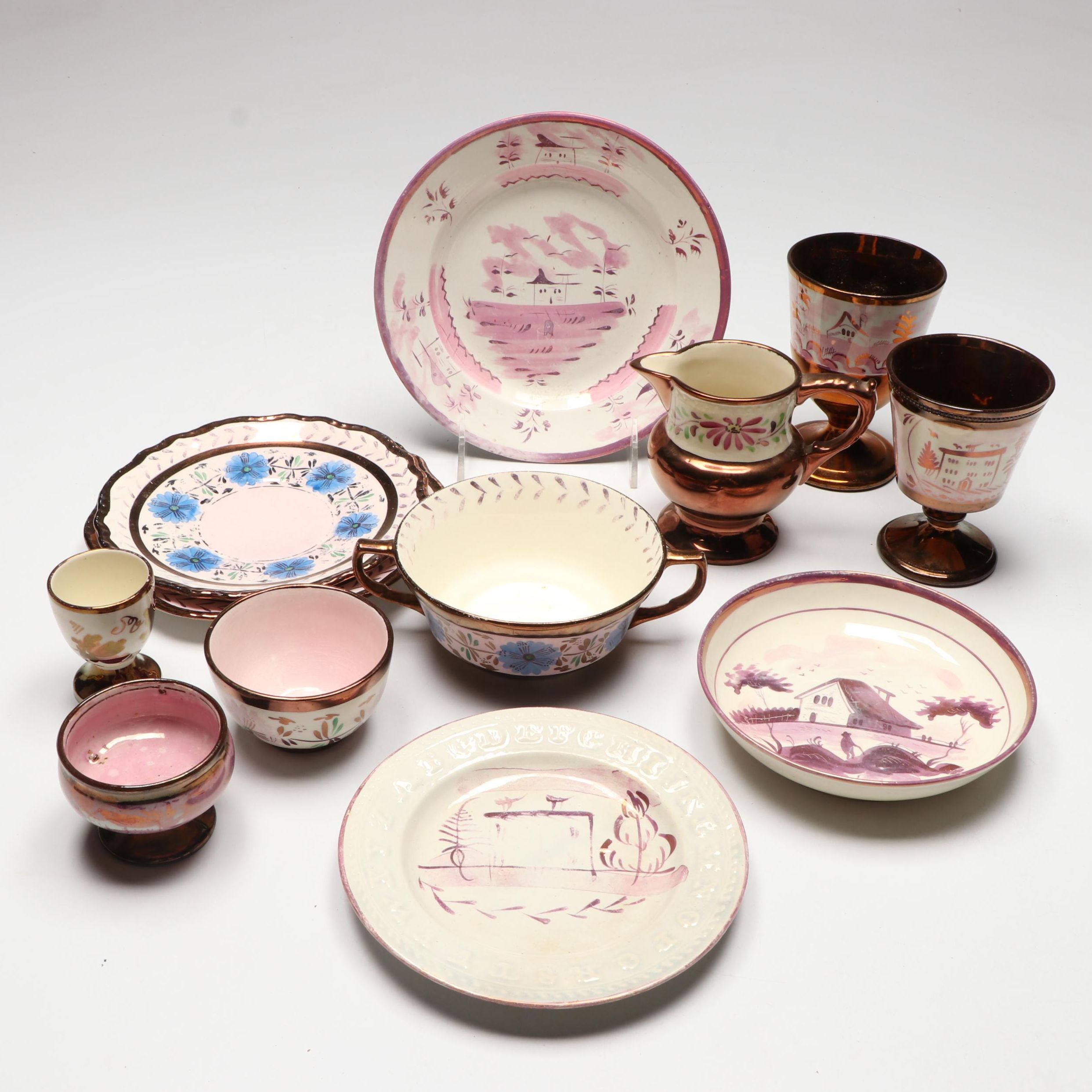 Pink Lusterware Ceramic Dinnerware