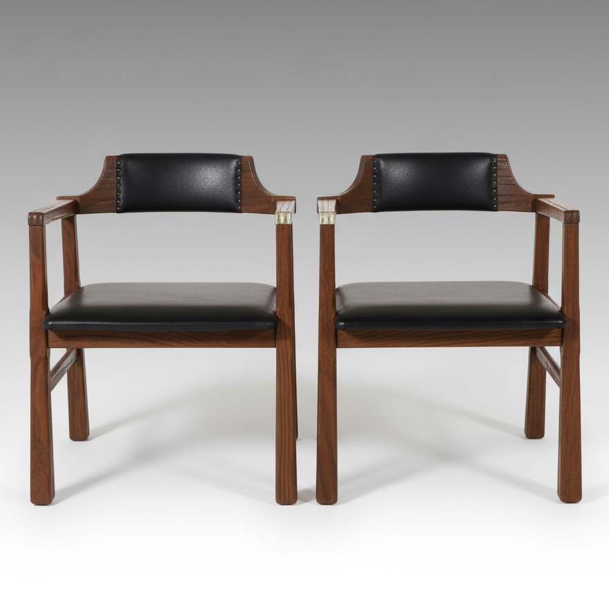 Pair of A. Brandt Co. Mid Century Modern Oak Armchairs, Mid-20th Century