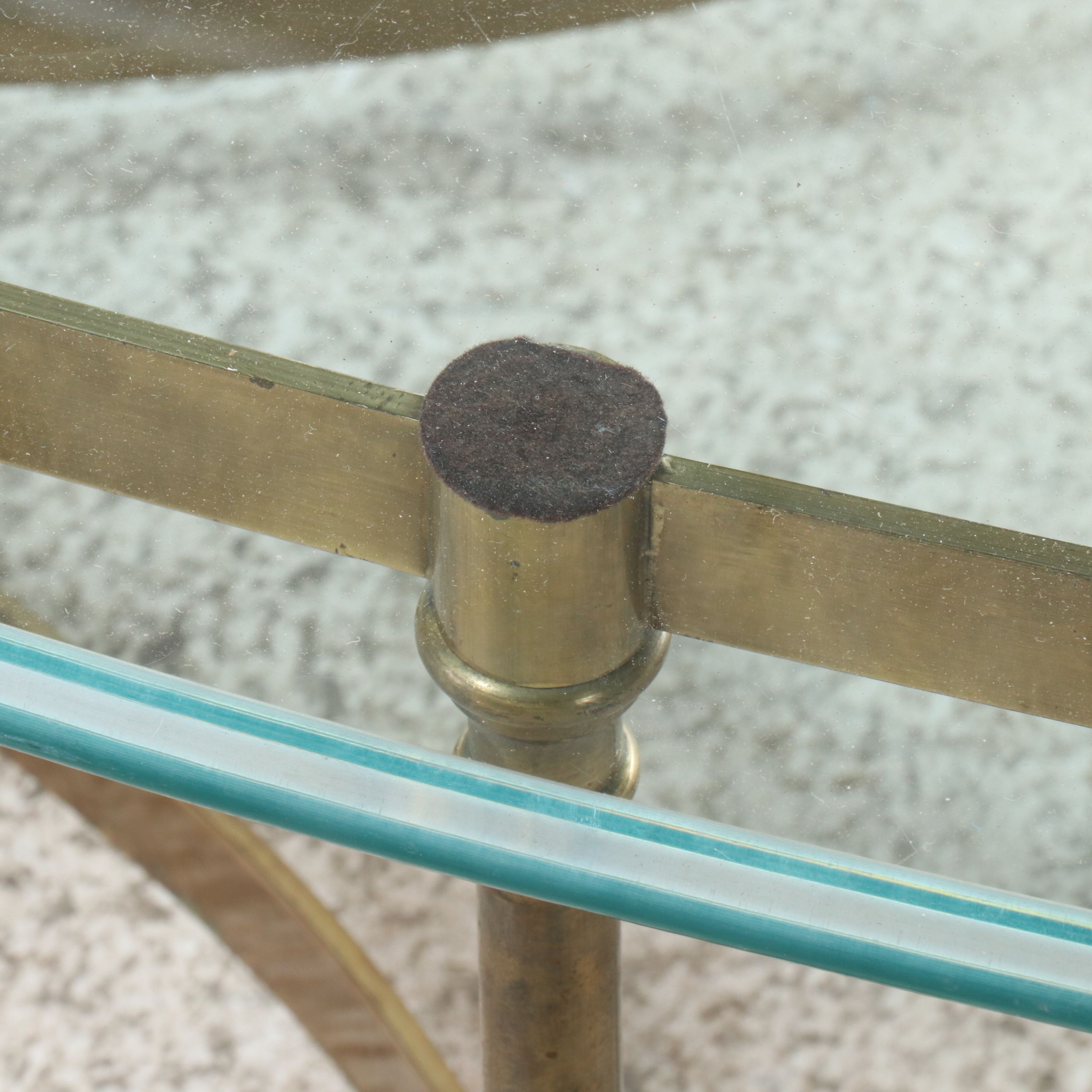 Italian Regency Style Brass Glass Top Oval Coffee Table