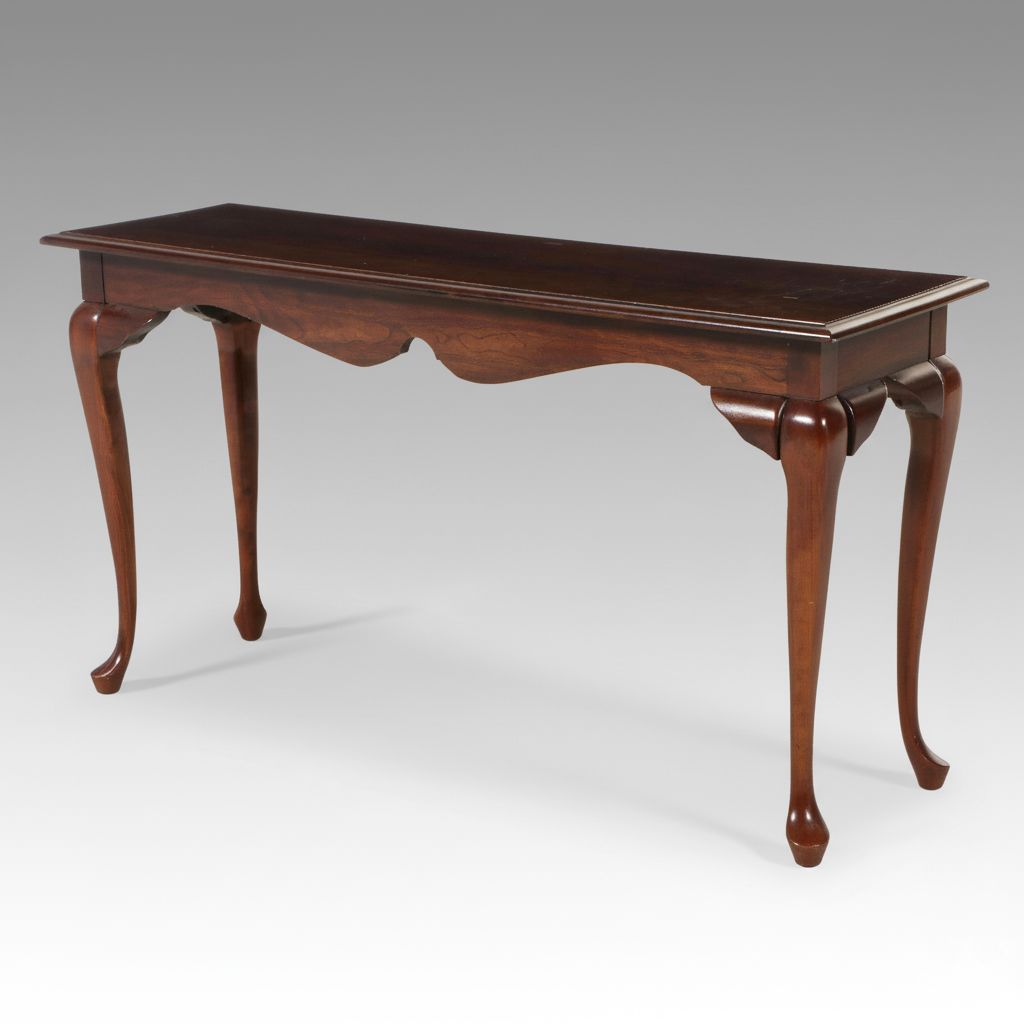 Cresent Queen Anne Style Cherry Sofa Table, Late 20th Century