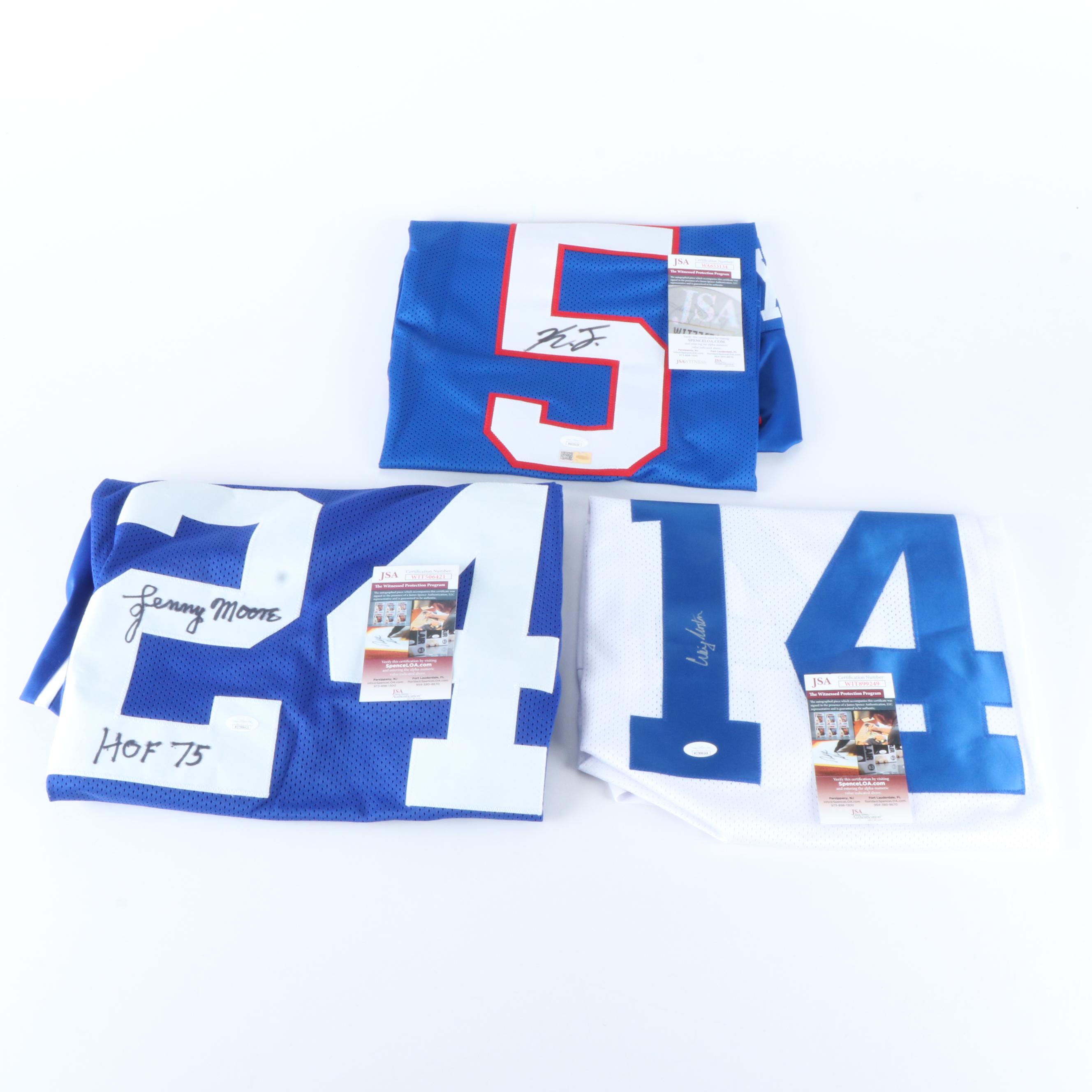 Kayvon Thibodeaux, Craig Morton, and Lenny Moore Signed Football Jerseys, JSA