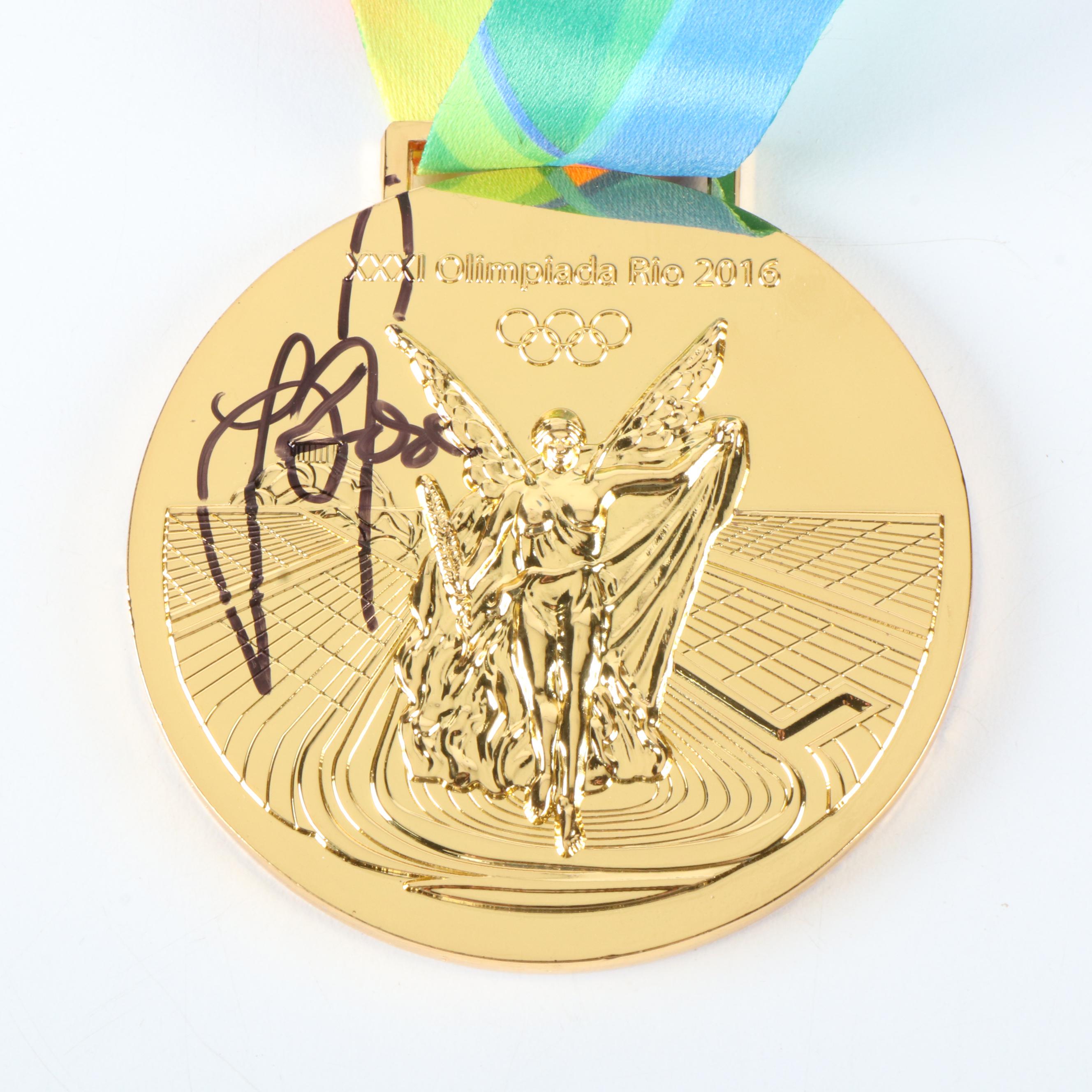 Justin Rose Signed Replica 2016 Olympic Gold Medal, JSA