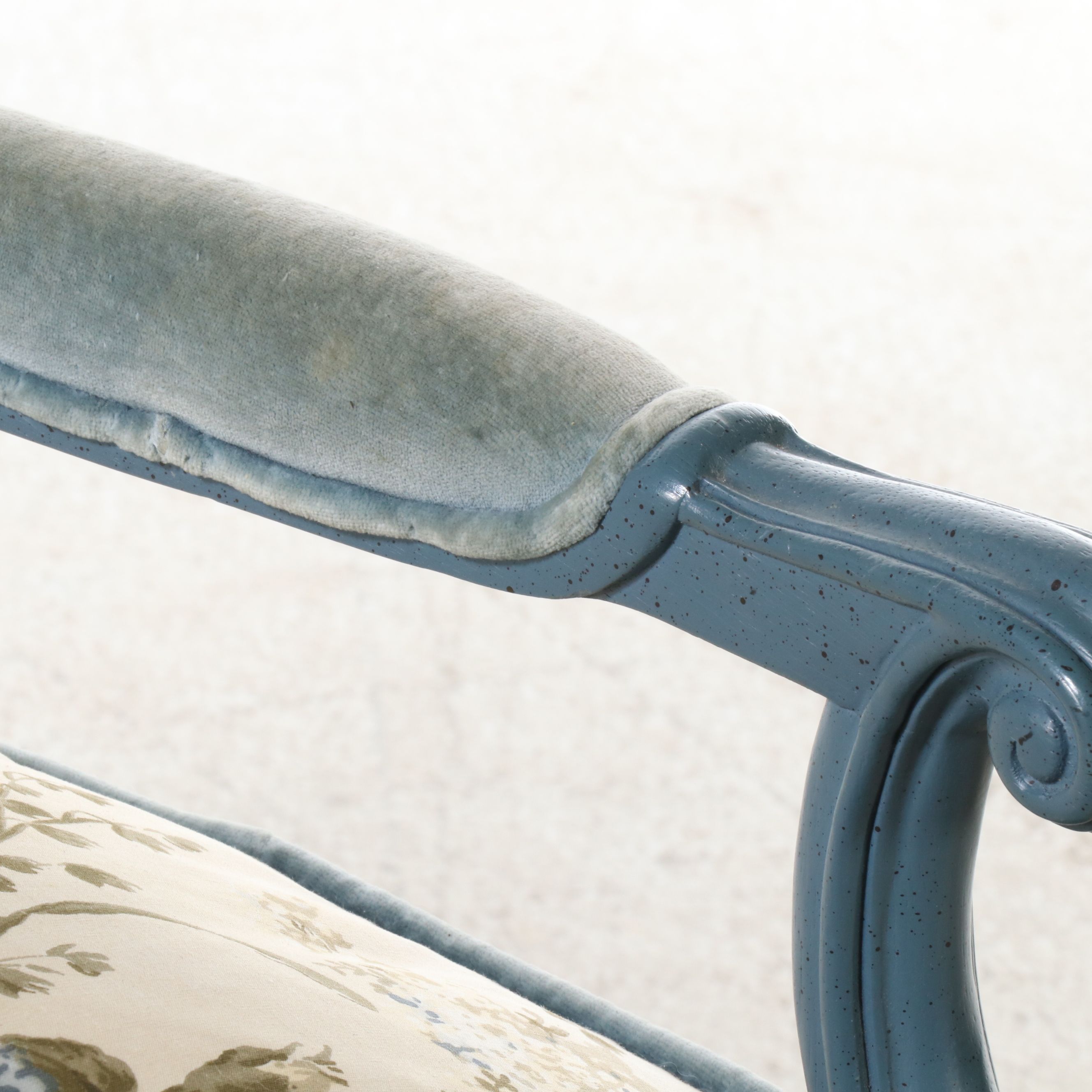 Pair of Henredon French Provincial Style Painted Wood and Upholstered Armchairs