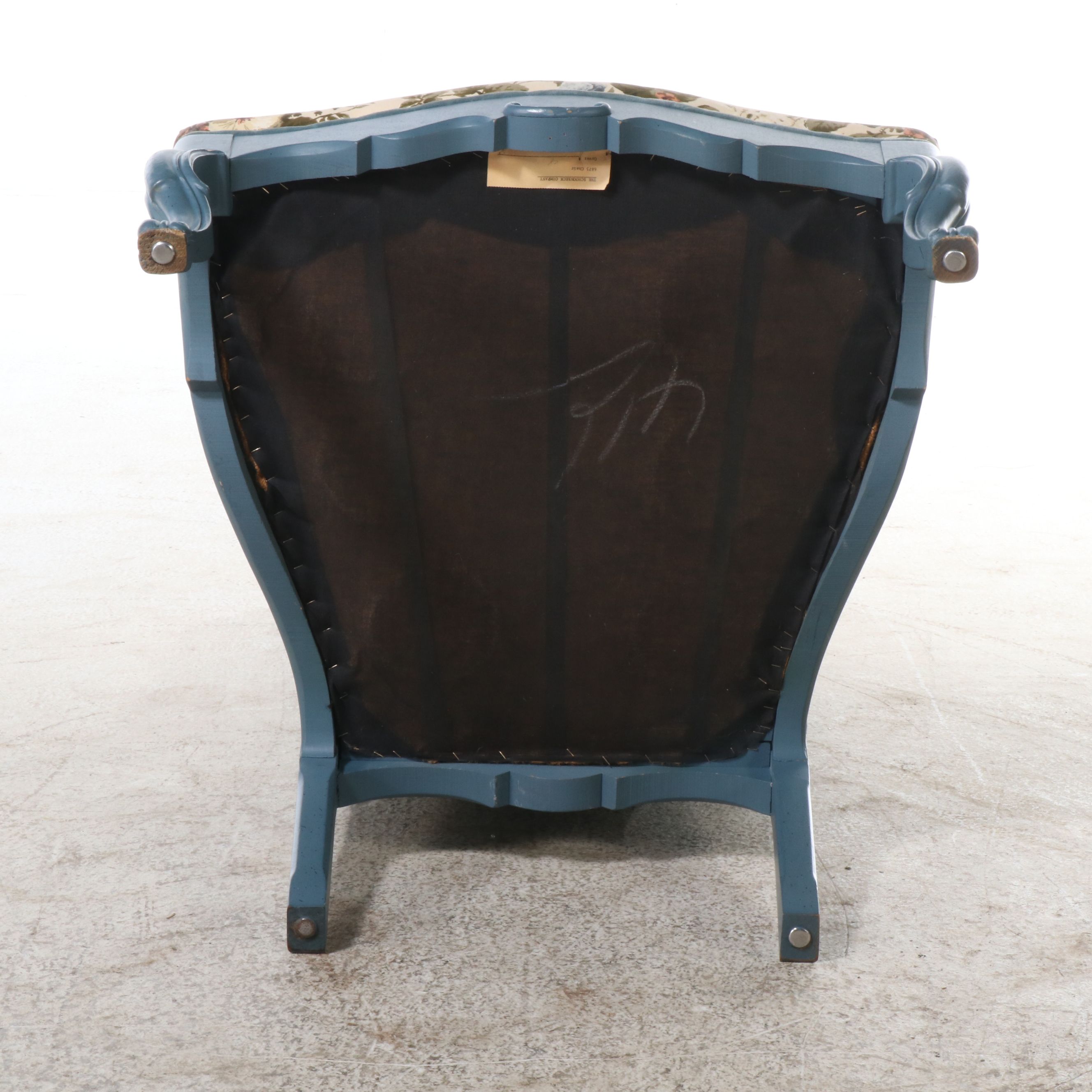 Pair of Henredon French Provincial Style Painted Wood and Upholstered Armchairs