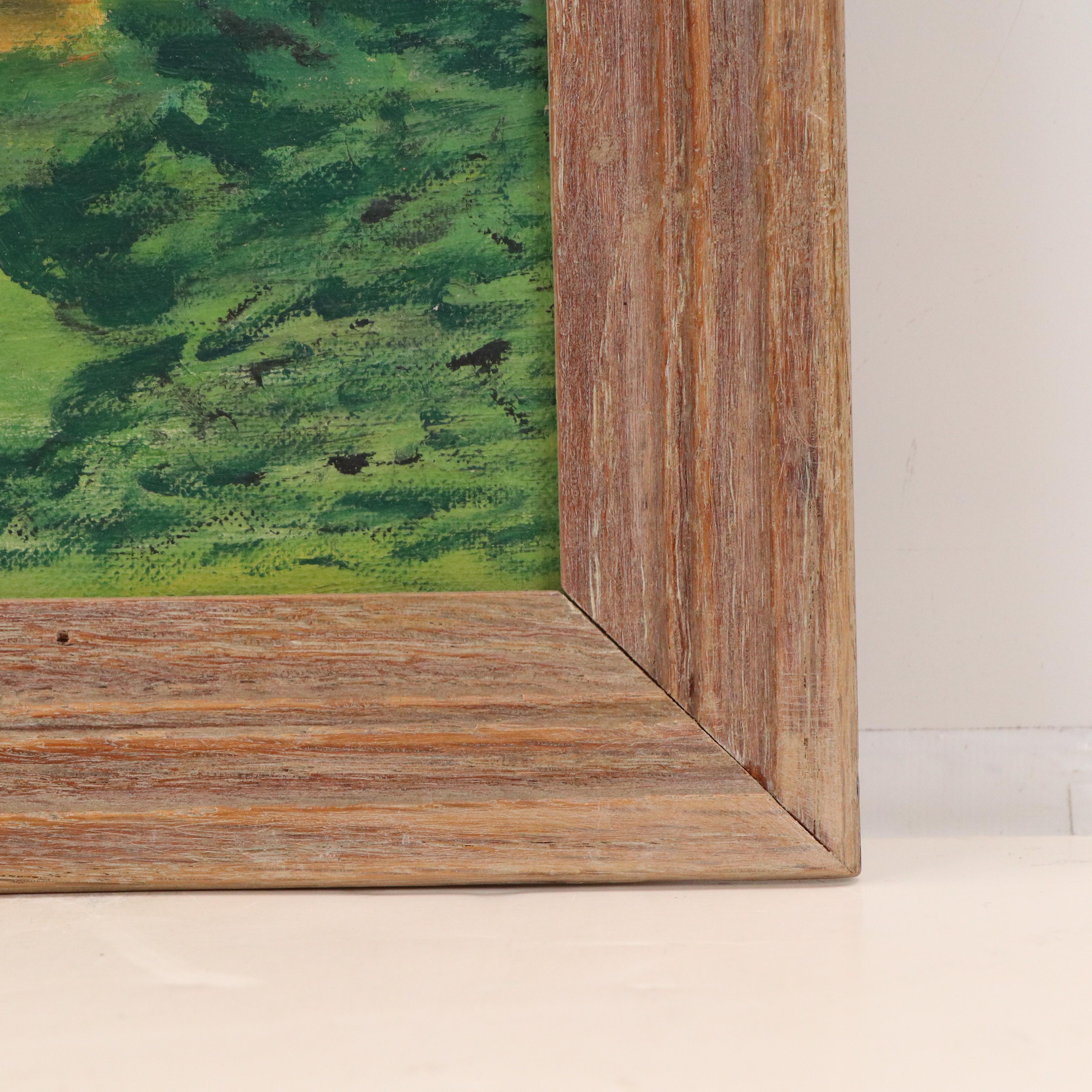 Pastoral Farm Landscape Oil Painting, 1956