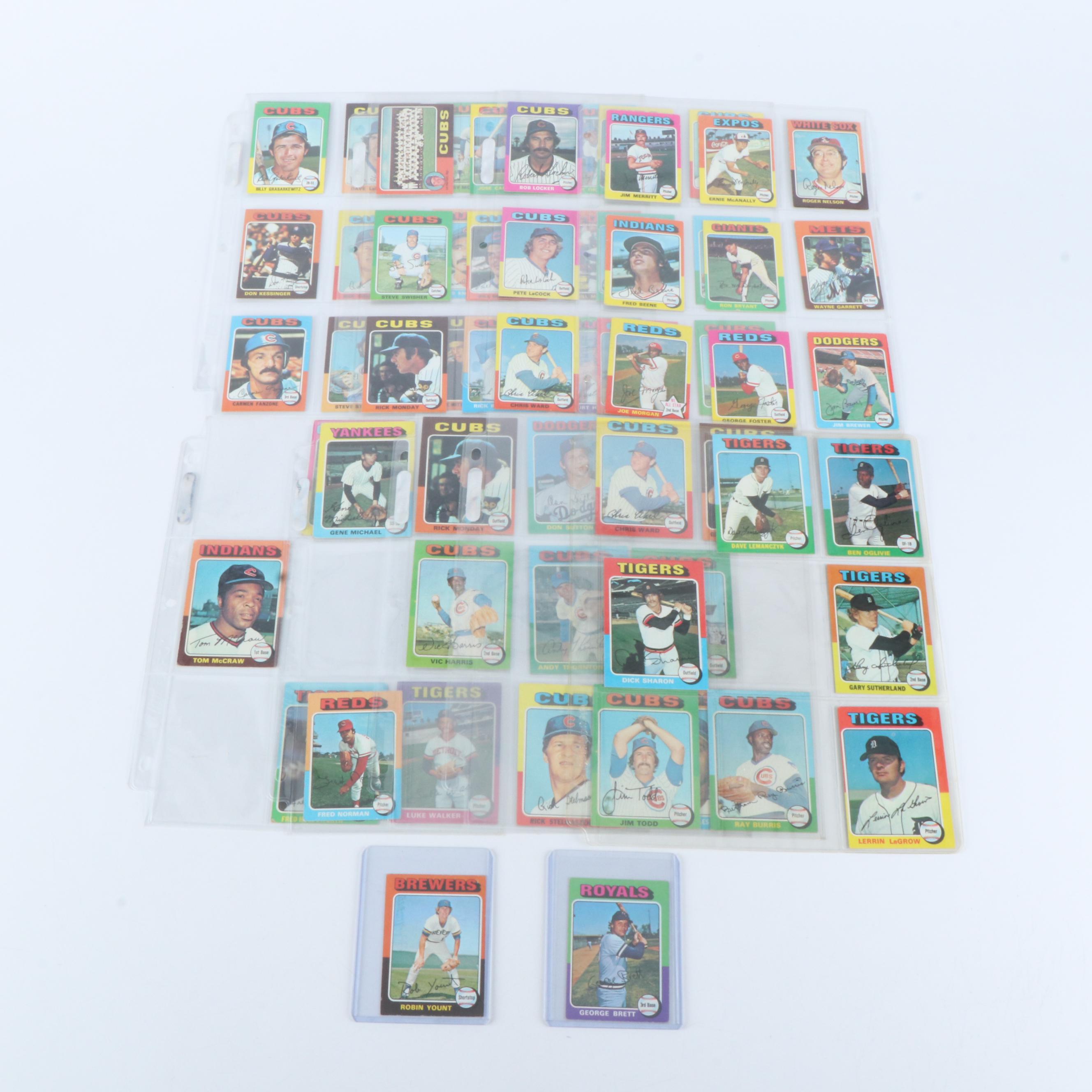 1975 Topps Mini Baseball Cards Featuring Robin Yount and George Brett Rookies