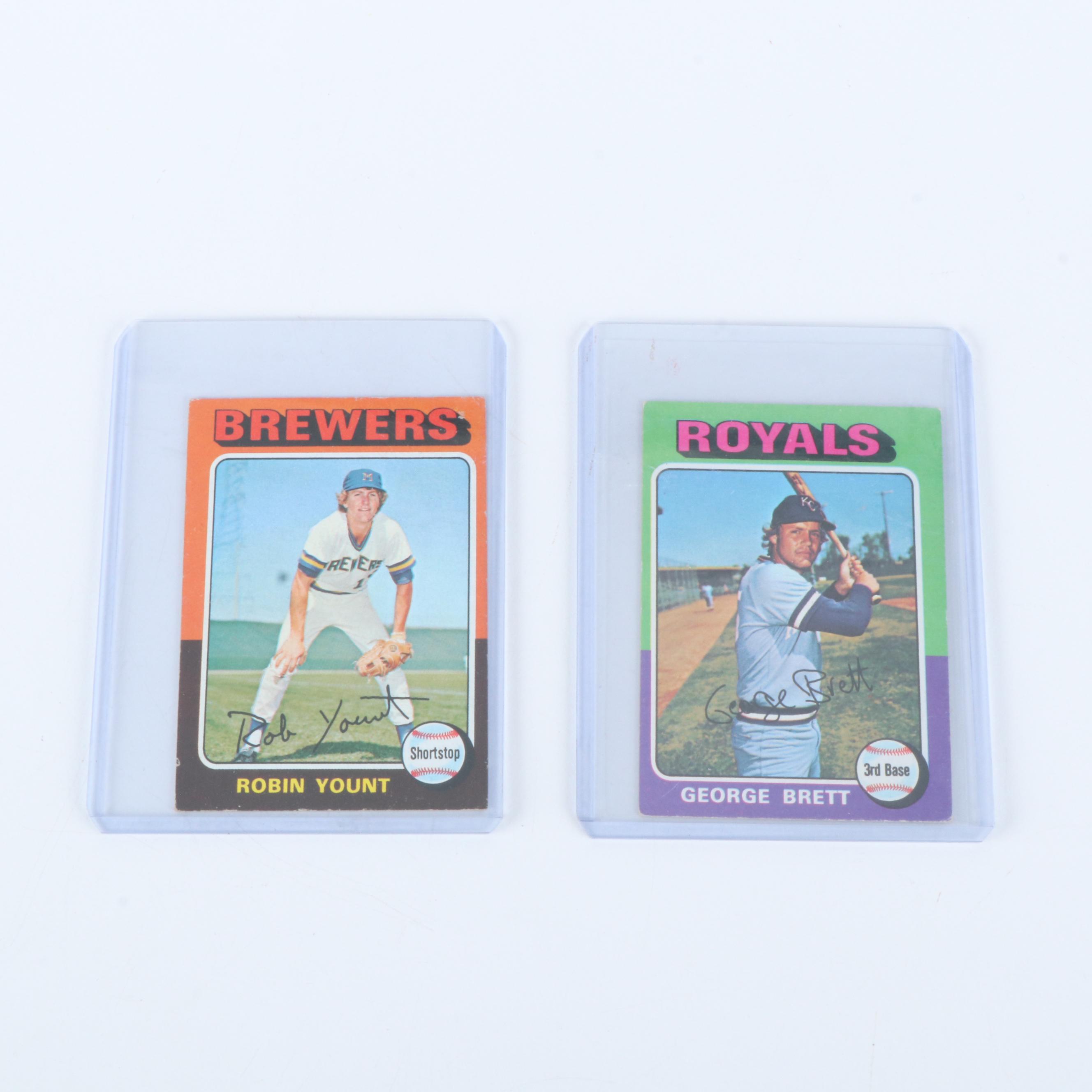 1975 Topps Mini Baseball Cards Featuring Robin Yount and George Brett Rookies