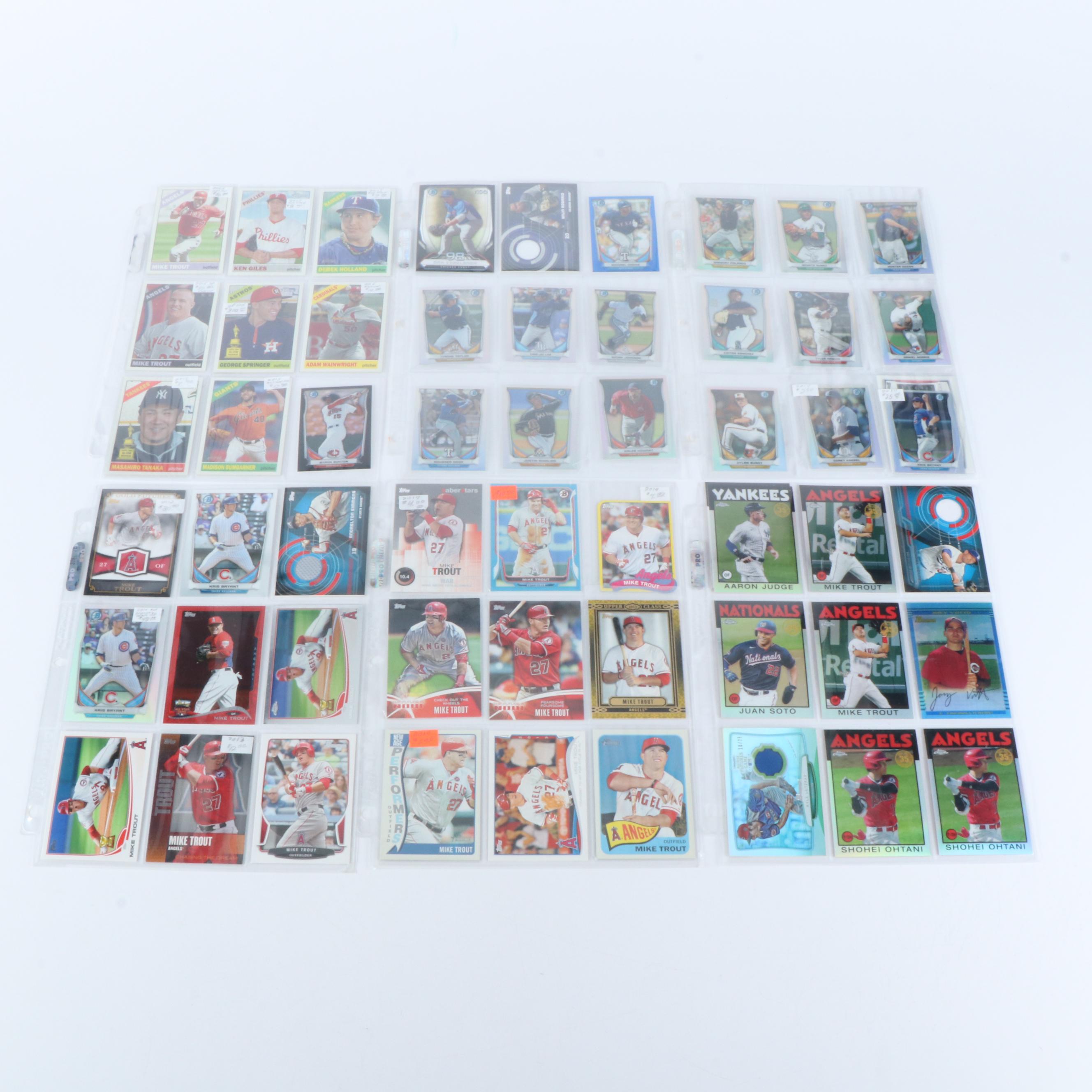Topps Chrome with Other Baseball Cards Featuring Mike Trout, Ohtani, and More