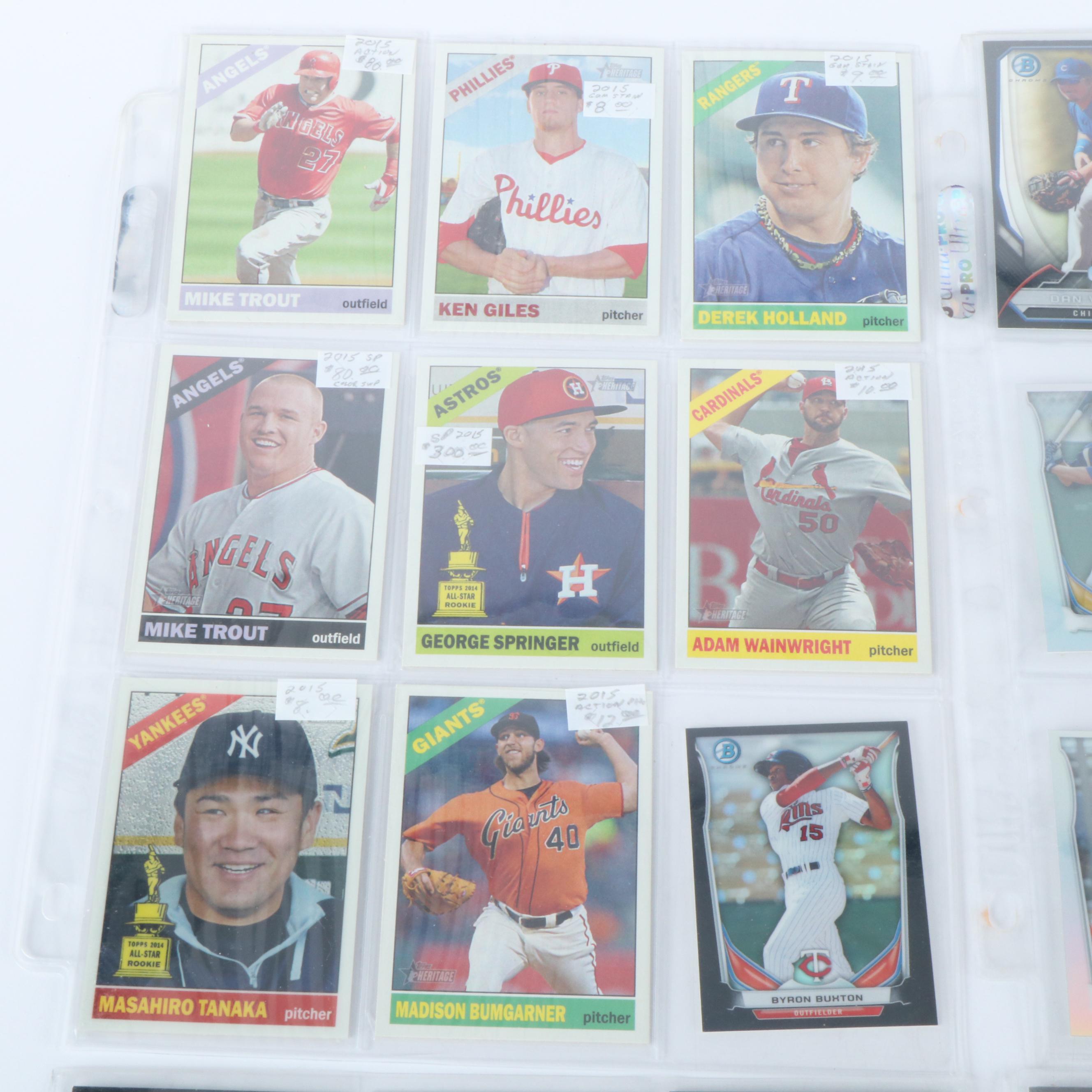 Topps Chrome with Other Baseball Cards Featuring Mike Trout, Ohtani, and More